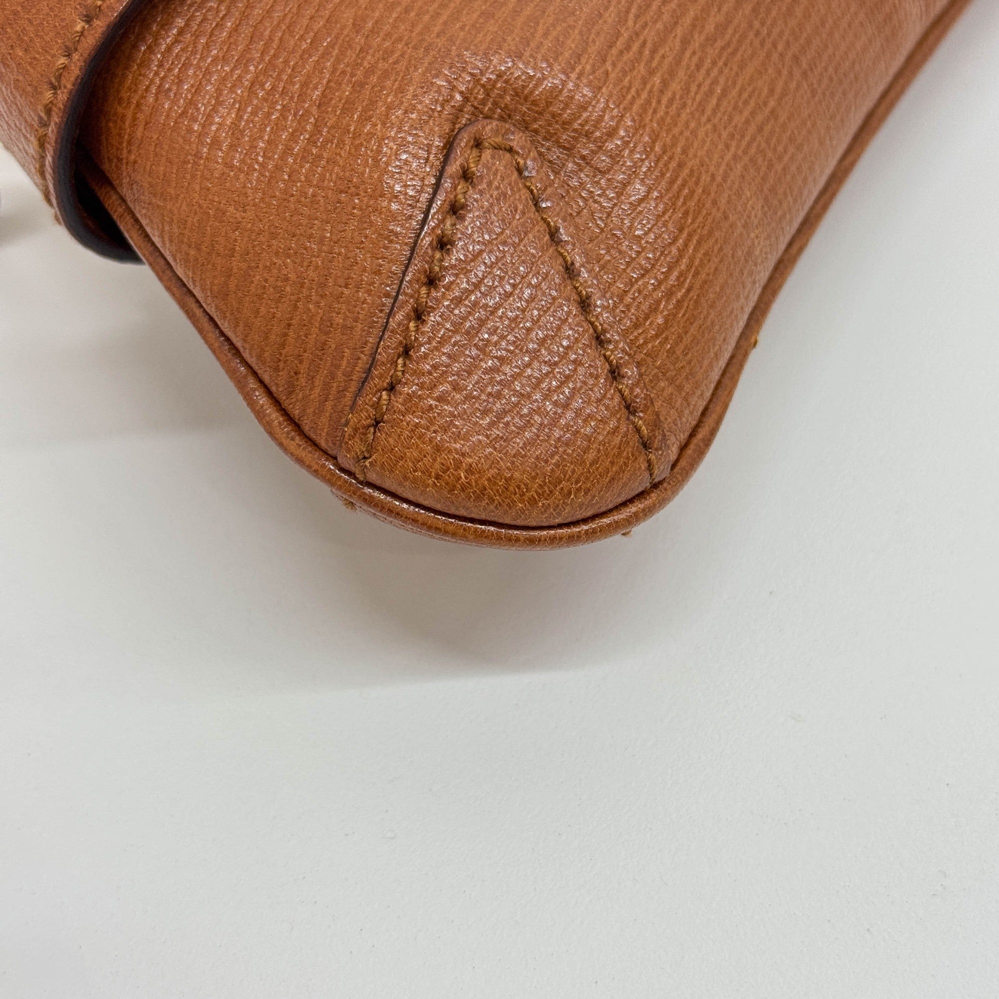 Horsebit Brown Leather Chain Shoulder Bag