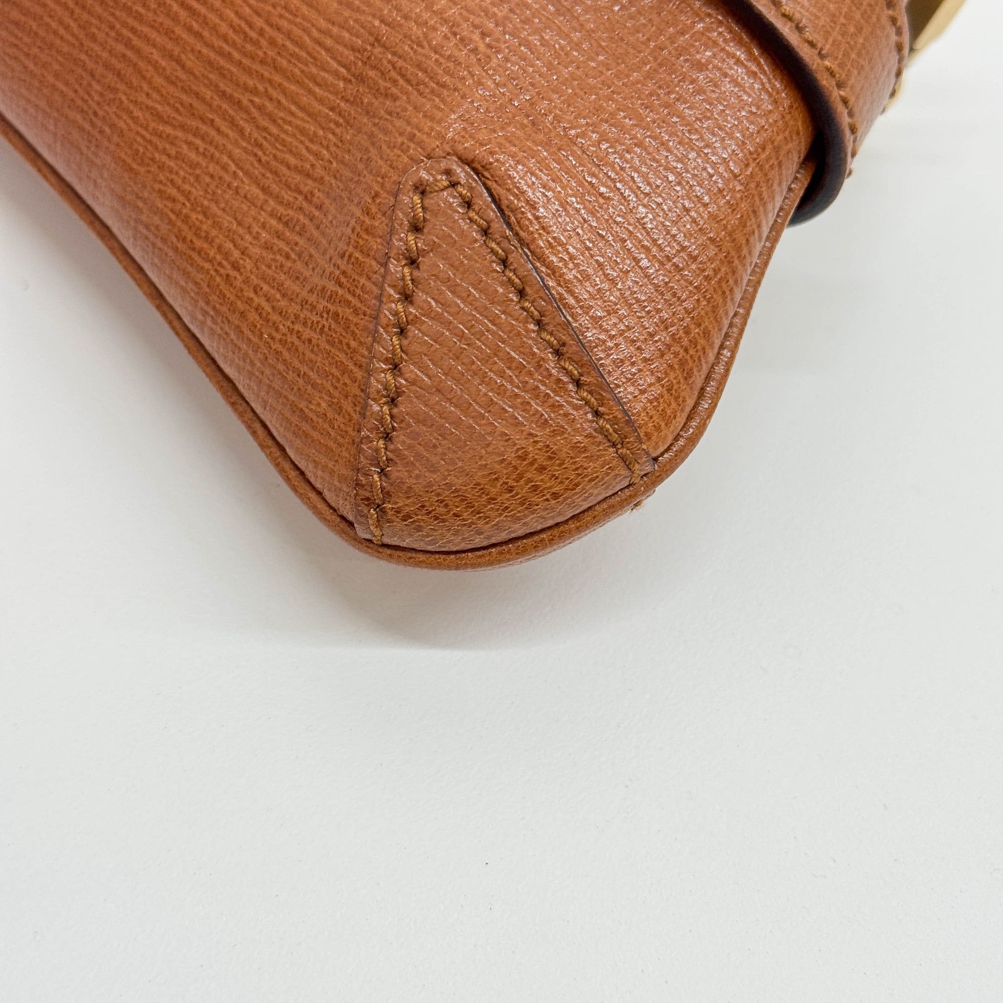 Horsebit Brown Leather Chain Shoulder Bag