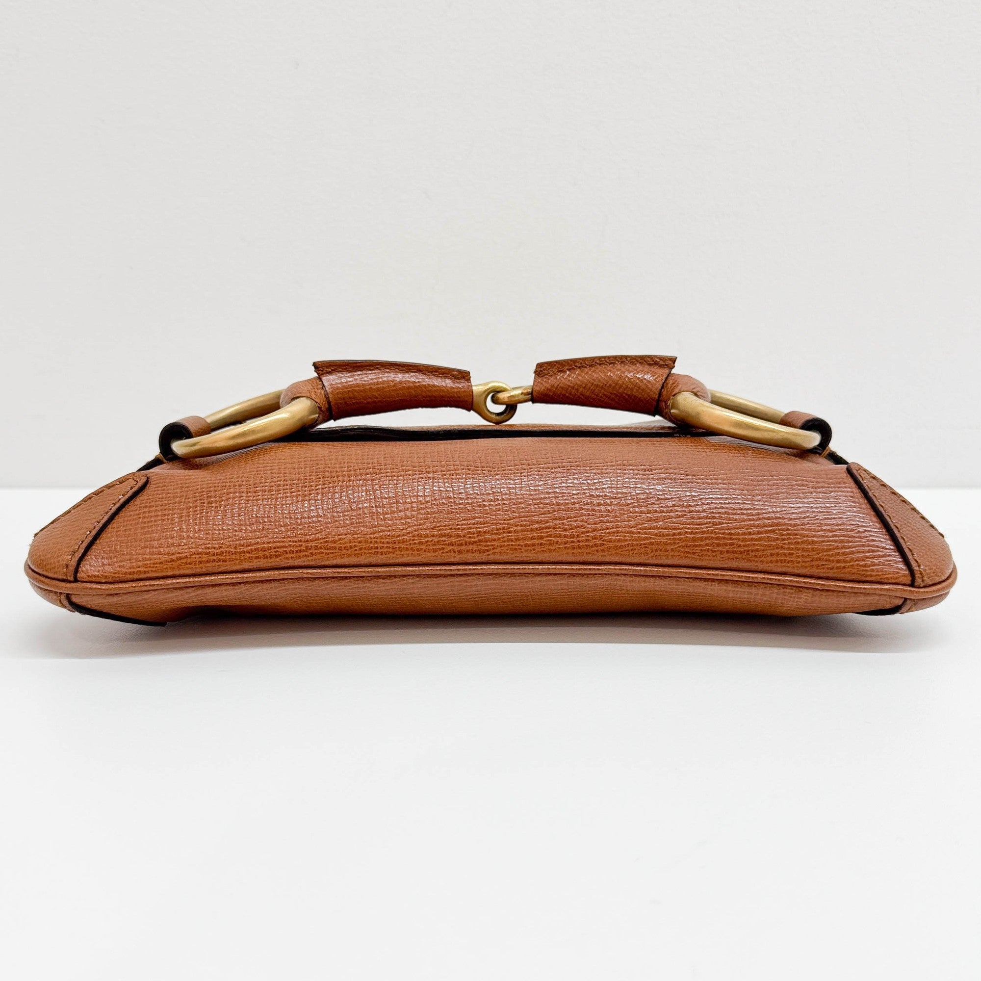 Horsebit Brown Leather Chain Shoulder Bag