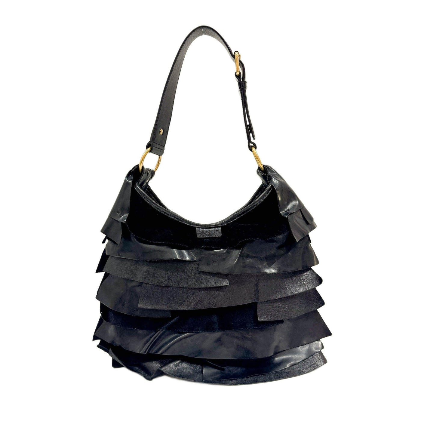 Saint Tropez Black Leather & Suede Shoulder Bag