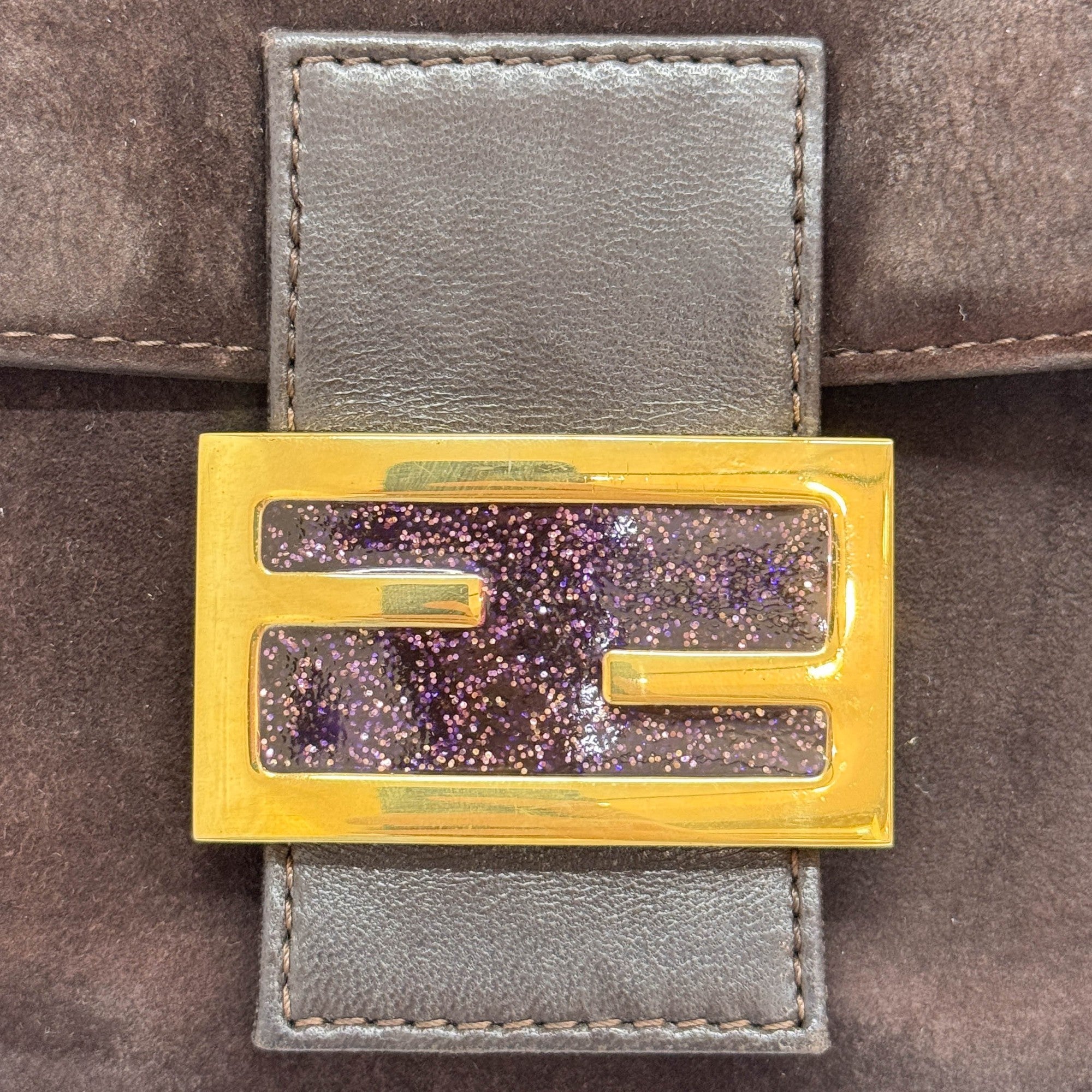 Baguette Brown Suede Shoulder Bag