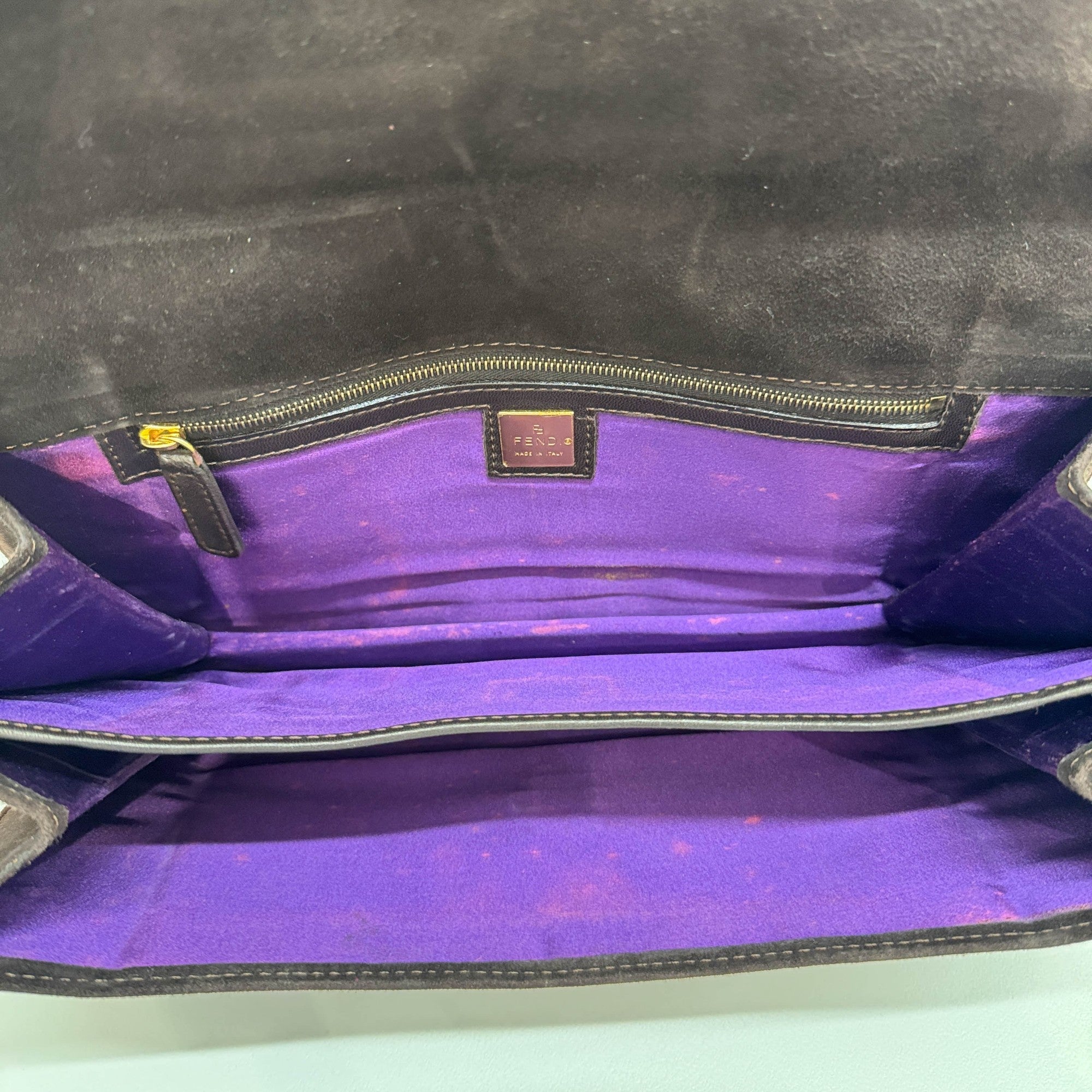 Baguette Brown Suede Shoulder Bag