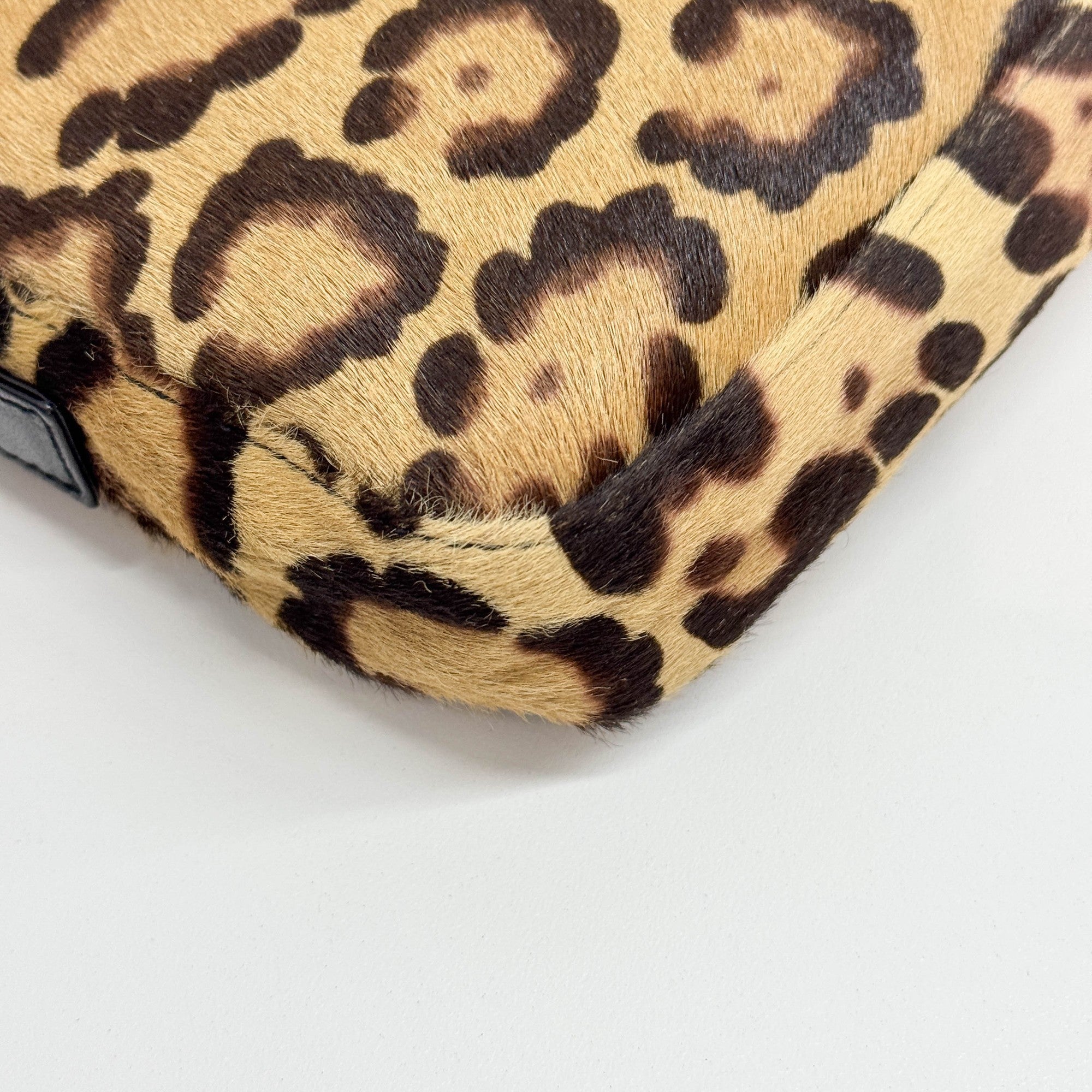 Baguette Brown Leopard Print Pony Hair Shoulder Bag