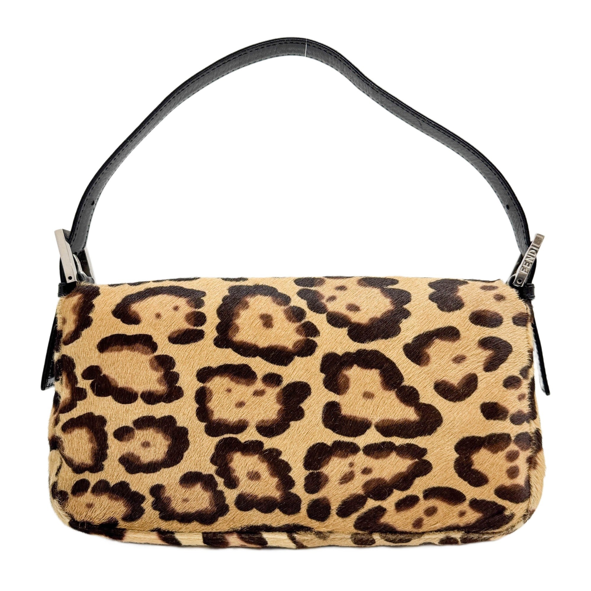 Baguette Brown Leopard Print Pony Hair Shoulder Bag