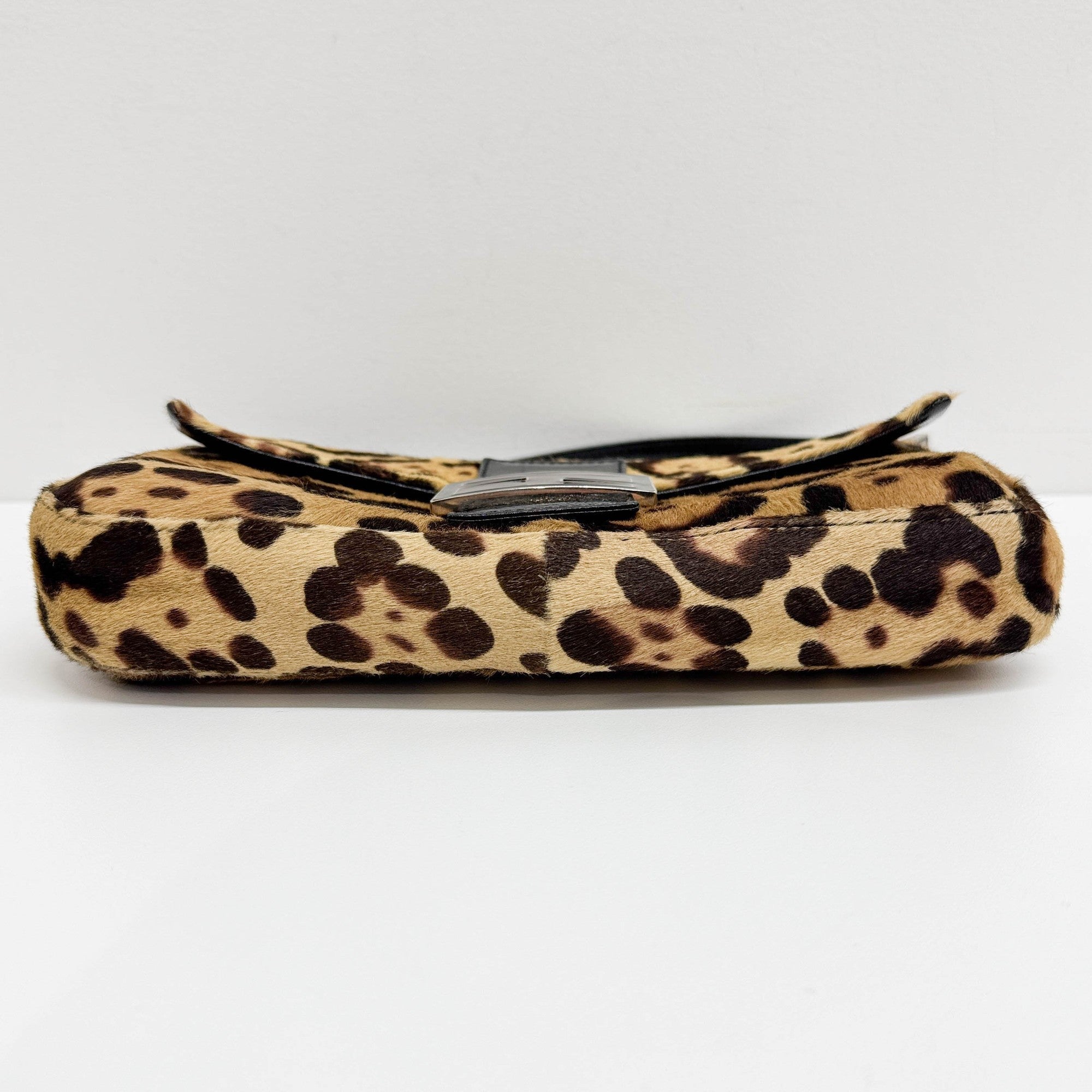 Baguette Brown Leopard Print Pony Hair Shoulder Bag