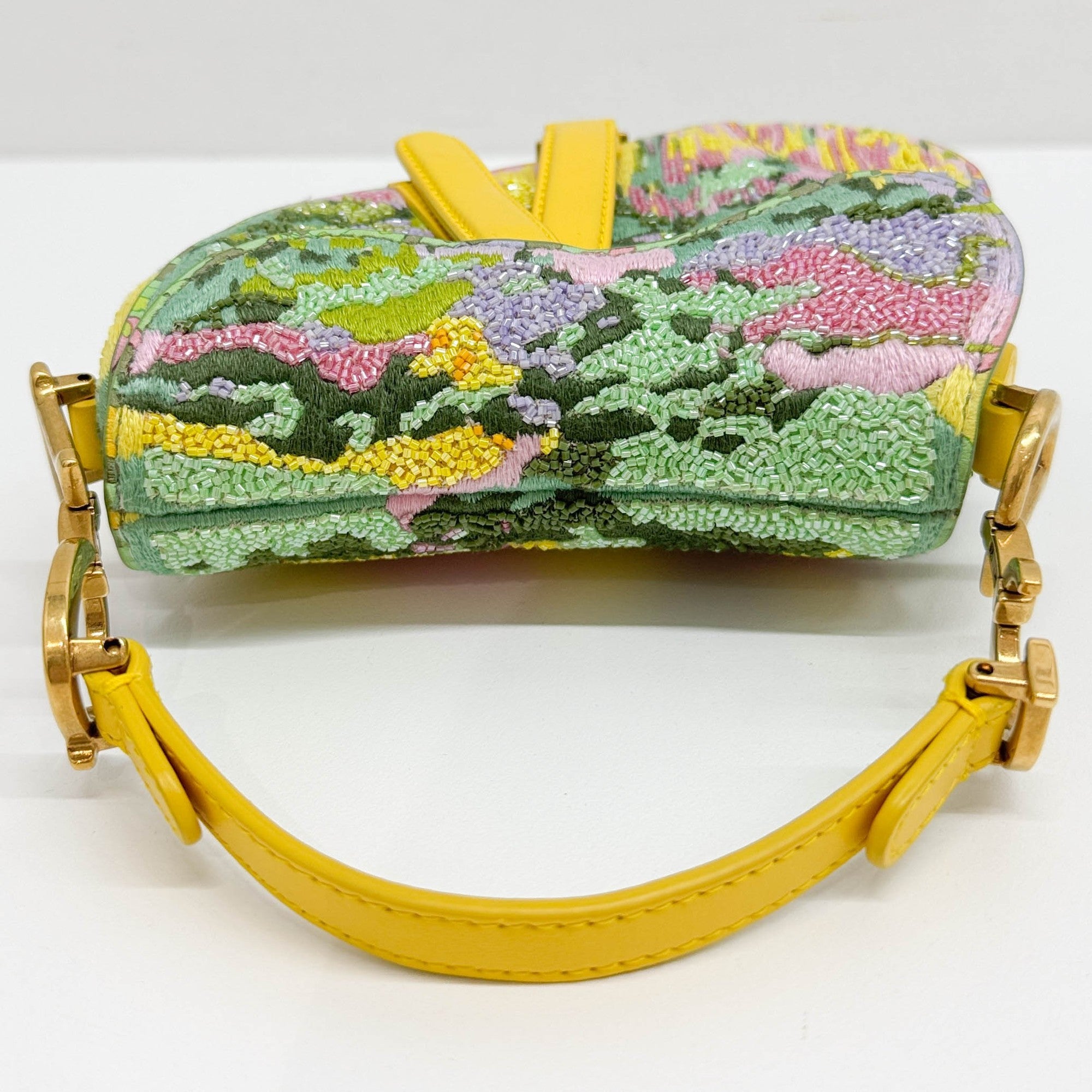 Nano Saddle Multicolor Canvas Beaded Two Way Bag