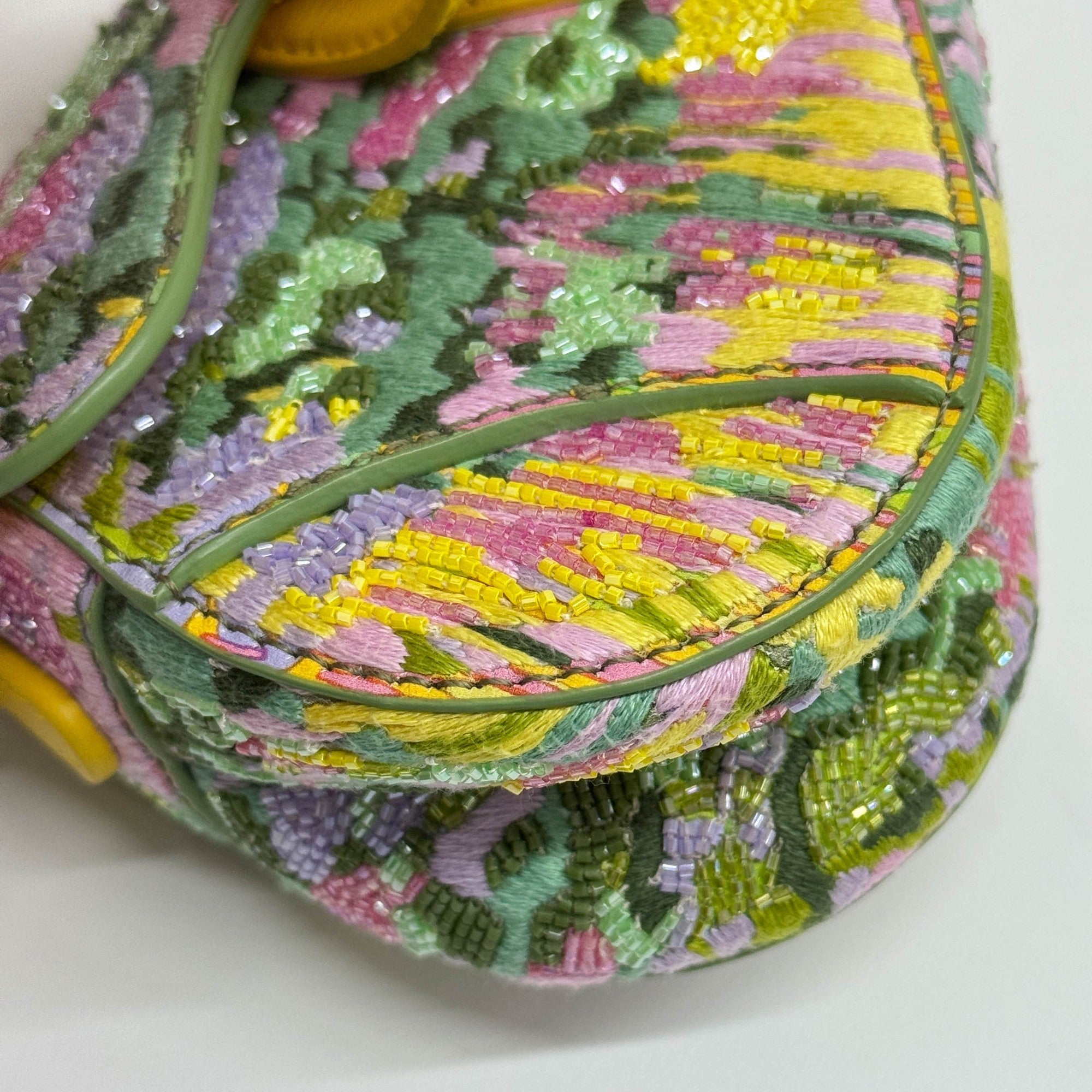 Nano Saddle Multicolor Canvas Beaded Two Way Bag