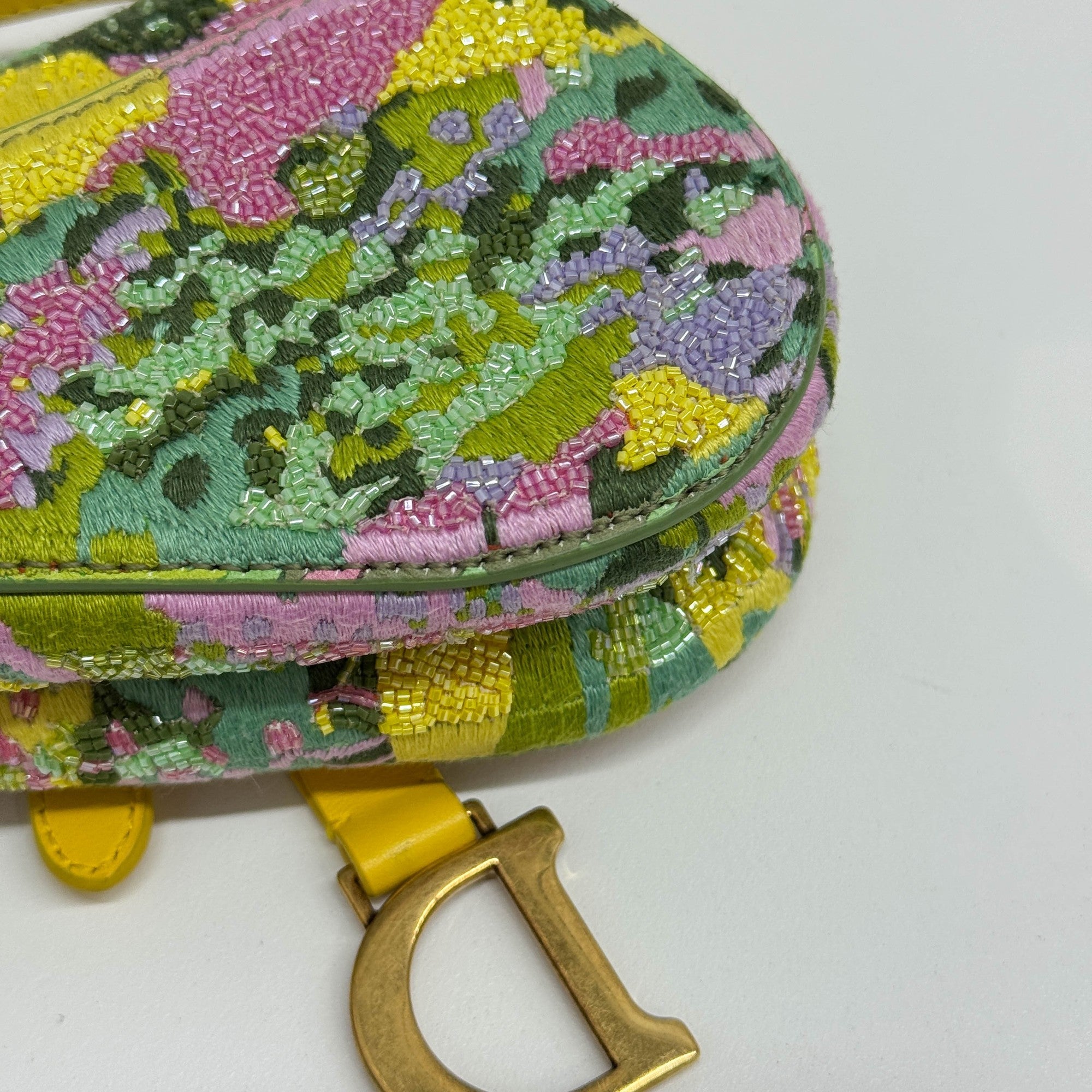 Nano Saddle Multicolor Canvas Beaded Two Way Bag