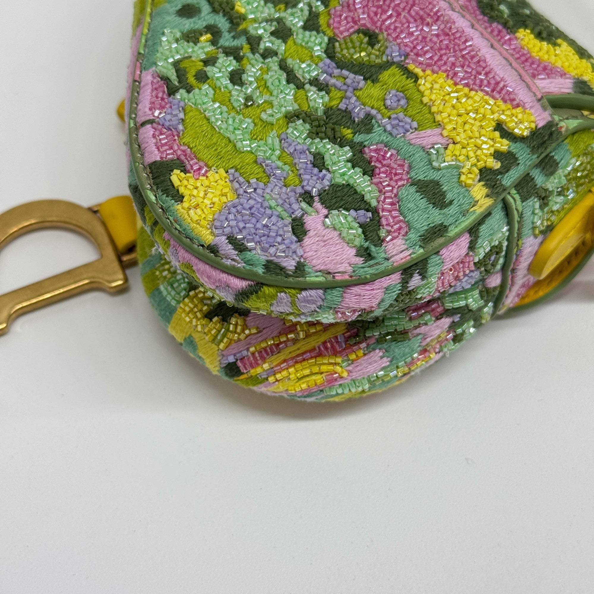 Nano Saddle Multicolor Canvas Beaded Two Way Bag