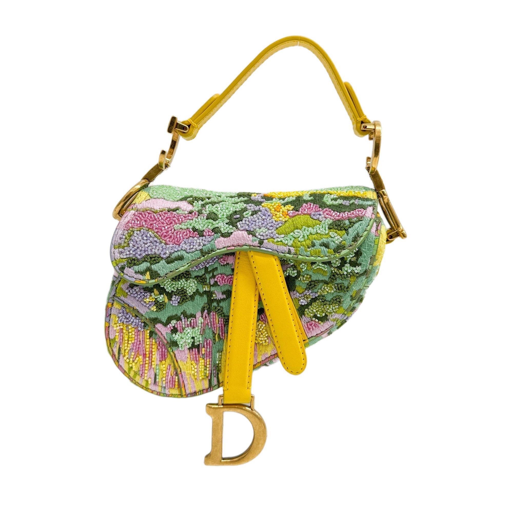 Nano Saddle Multicolor Canvas Beaded Two Way Bag