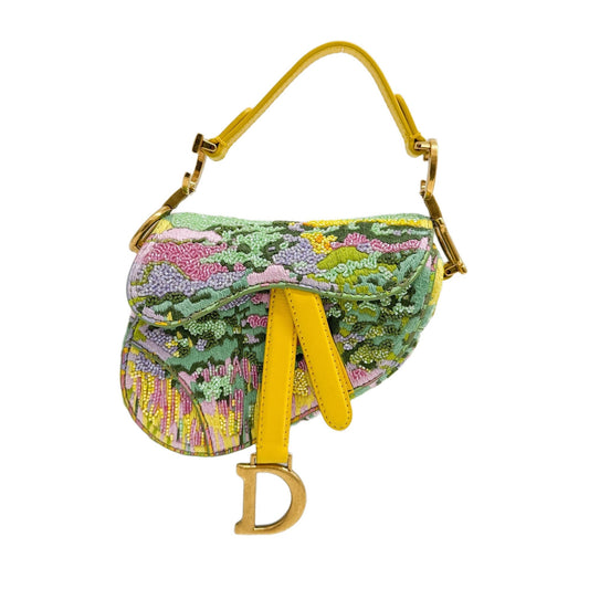 Nano Saddle Multicolor Canvas Beaded Two Way Bag