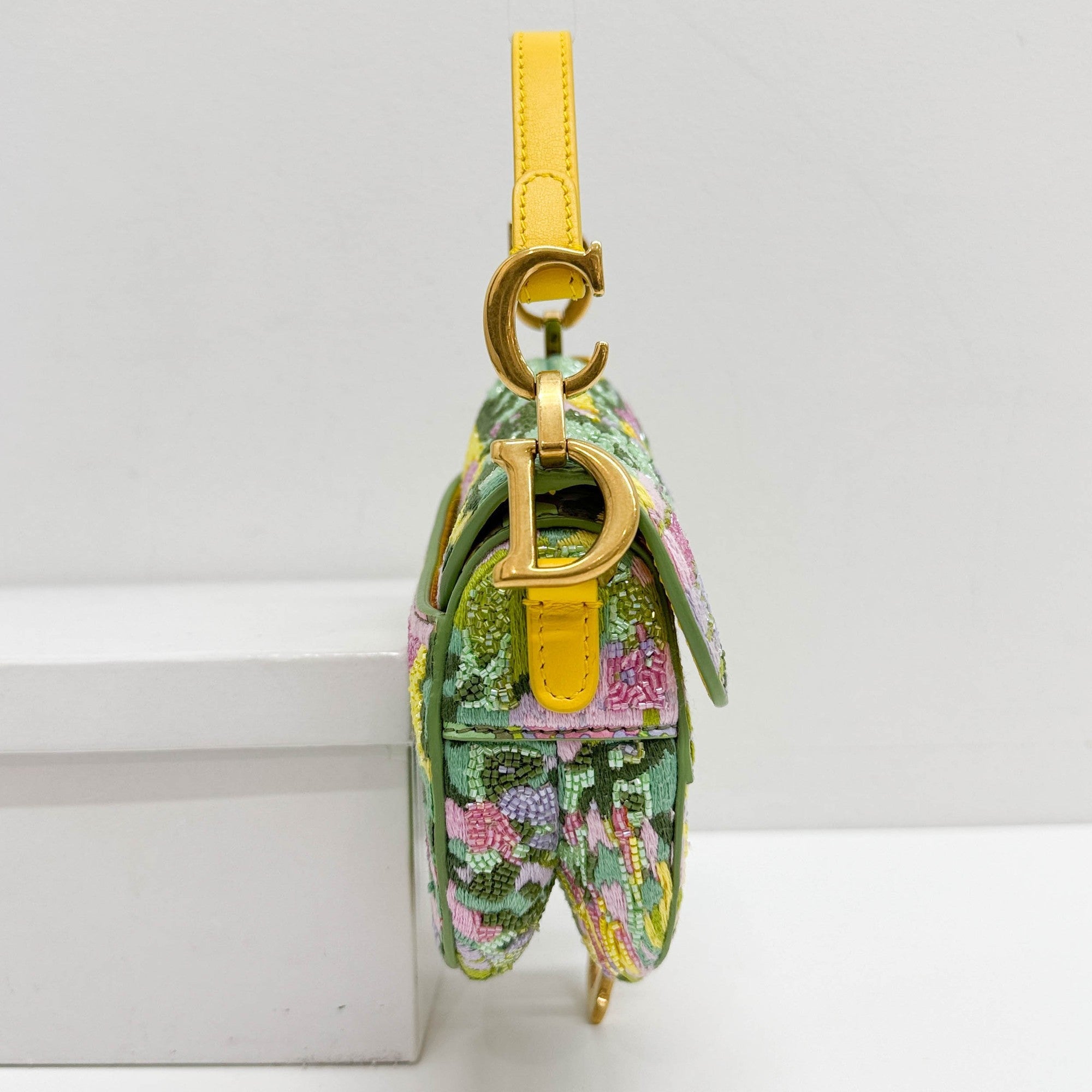 Nano Saddle Multicolor Canvas Beaded Two Way Bag