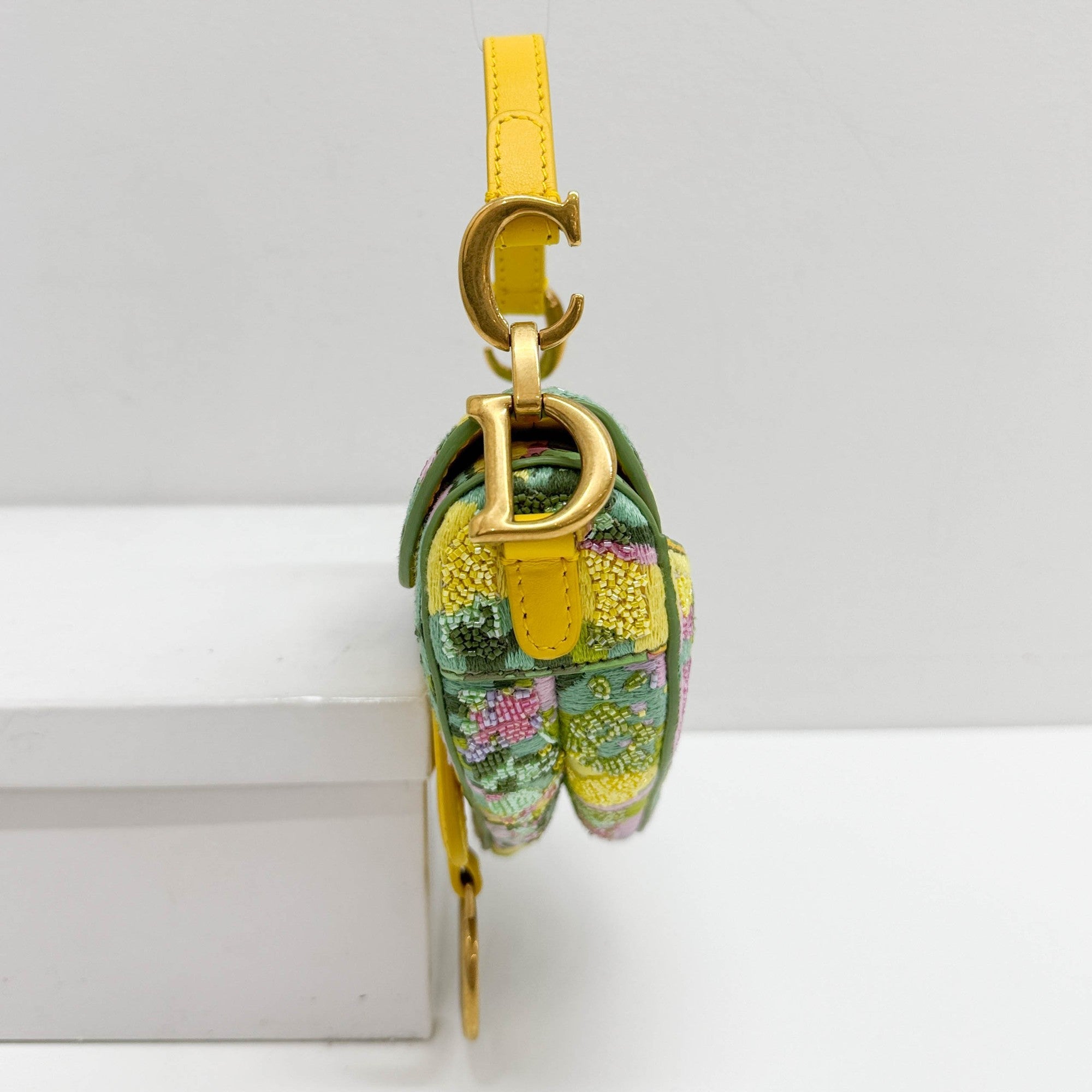 Nano Saddle Multicolor Canvas Beaded Two Way Bag