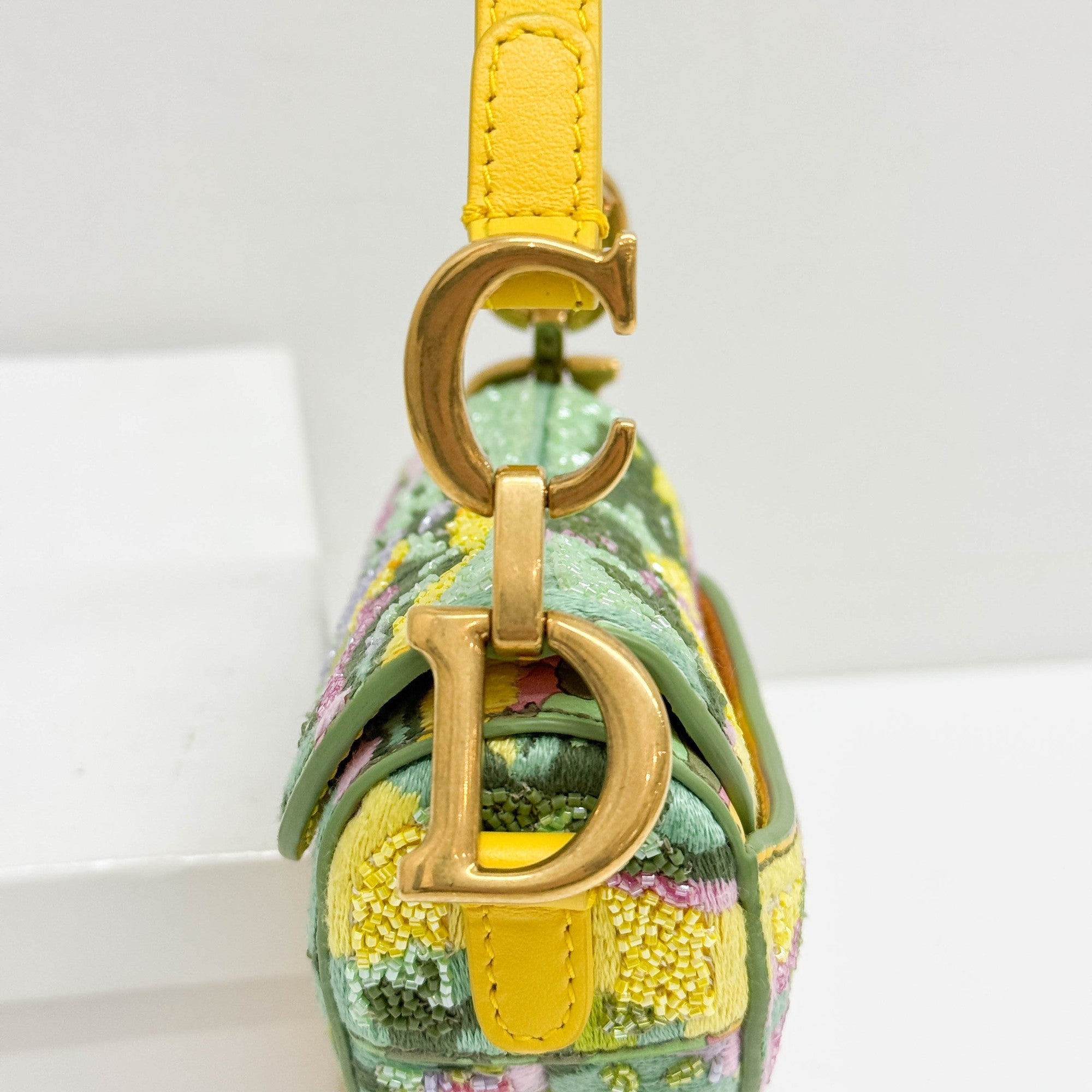 Nano Saddle Multicolor Canvas Beaded Two Way Bag