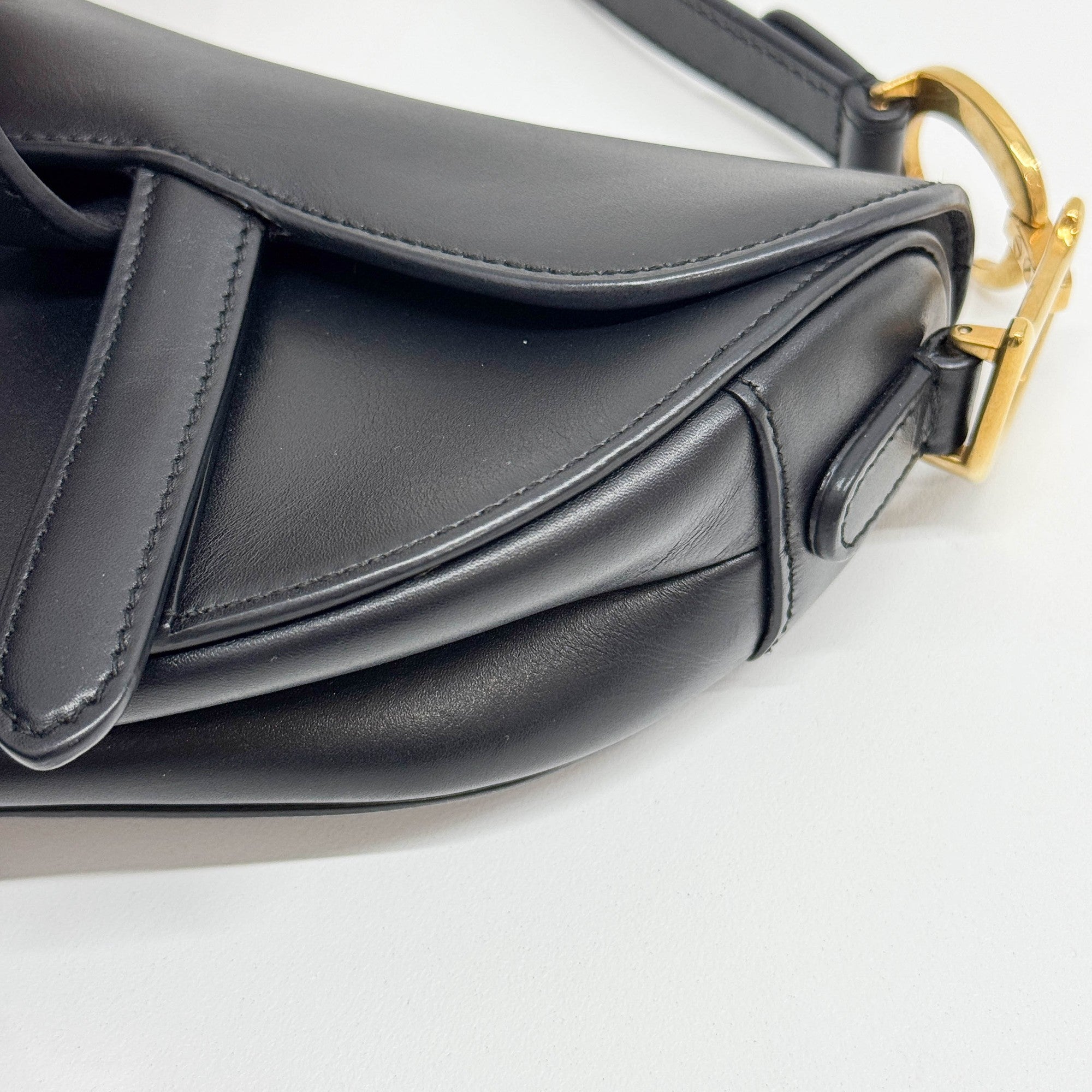 Mini Saddle Black Leather Hand Bag