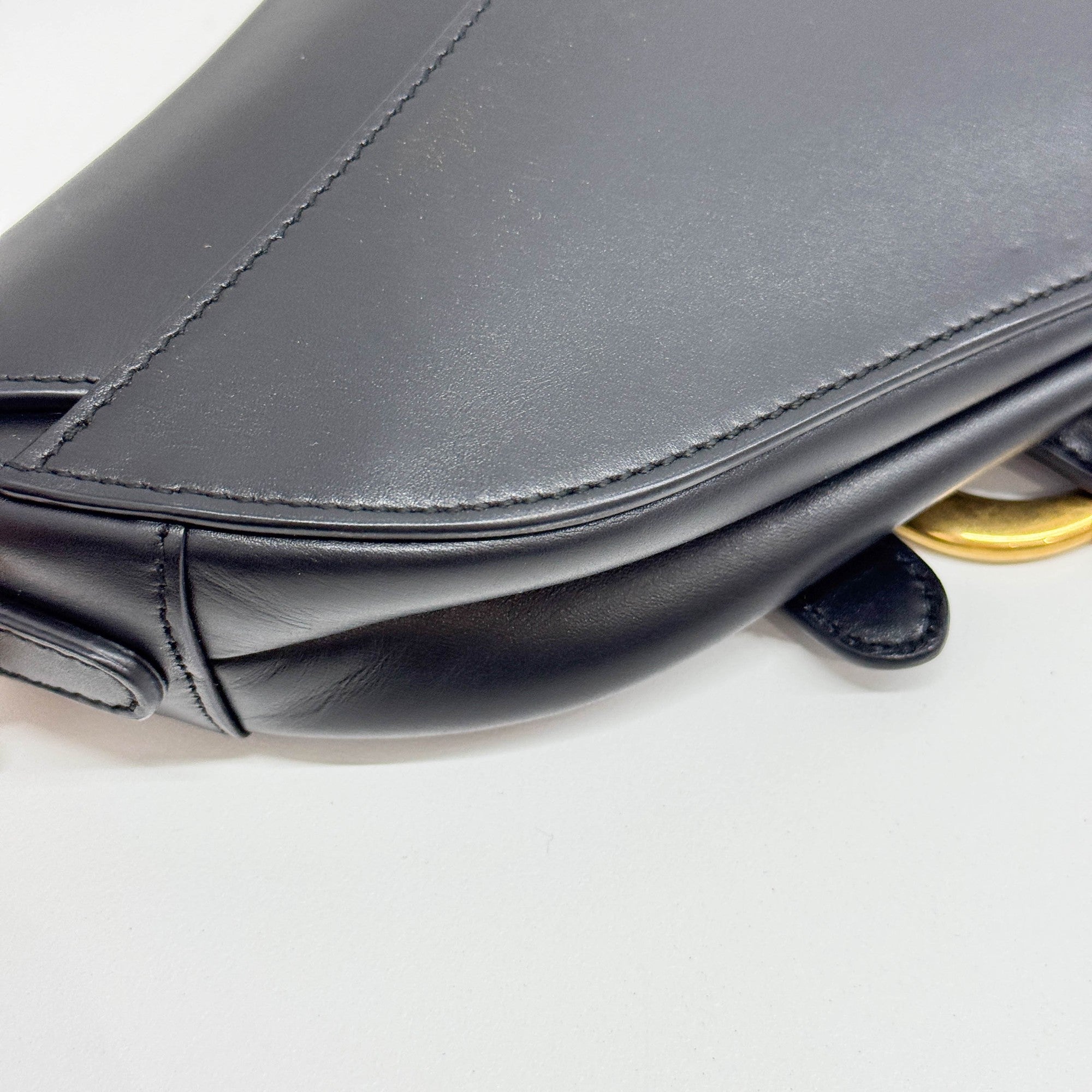 Mini Saddle Black Leather Hand Bag