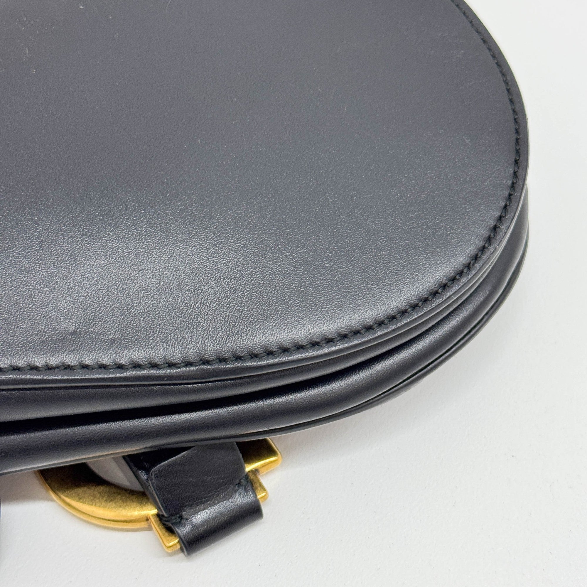Mini Saddle Black Leather Hand Bag