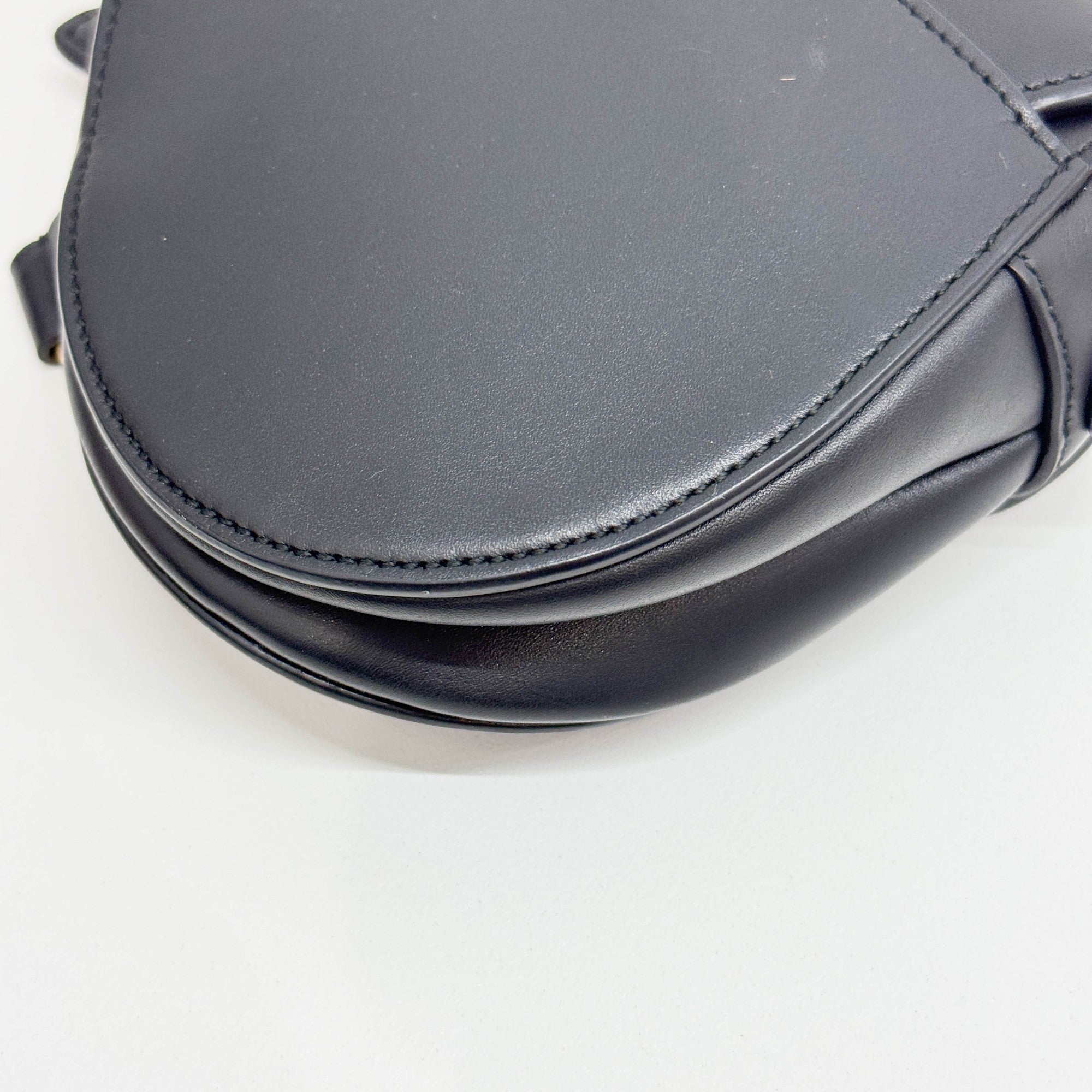 Mini Saddle Black Leather Hand Bag