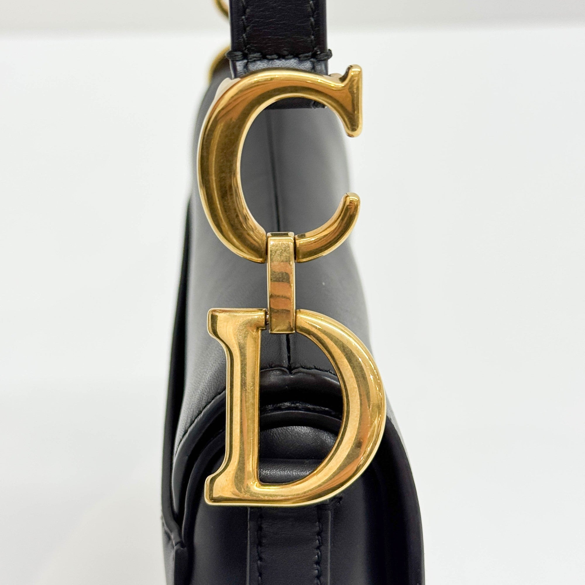 Mini Saddle Black Leather Hand Bag