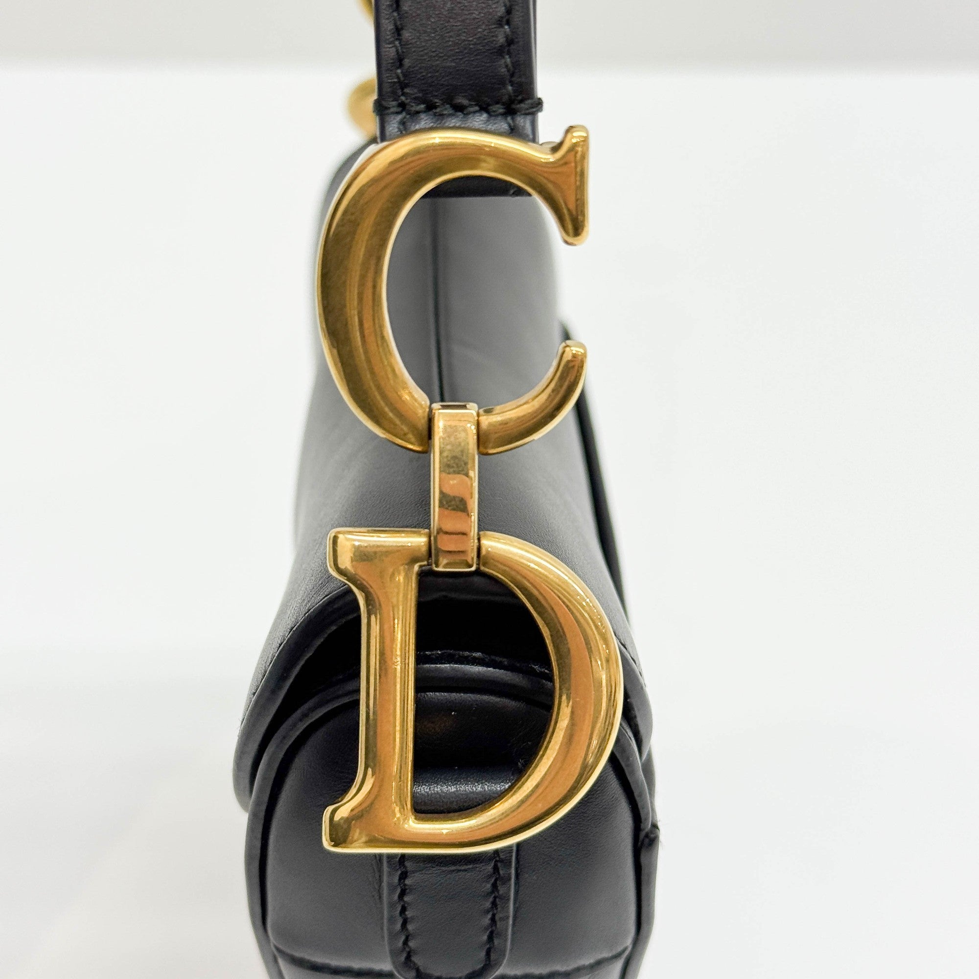 Mini Saddle Black Leather Hand Bag