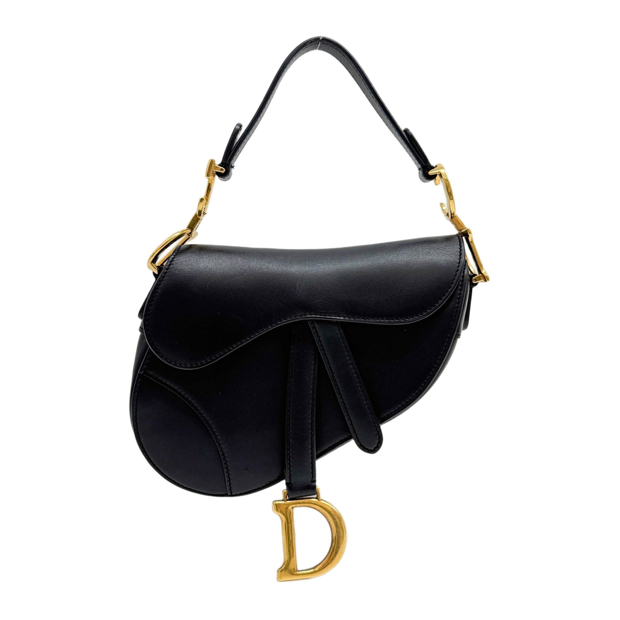 Mini Saddle Black Leather Hand Bag