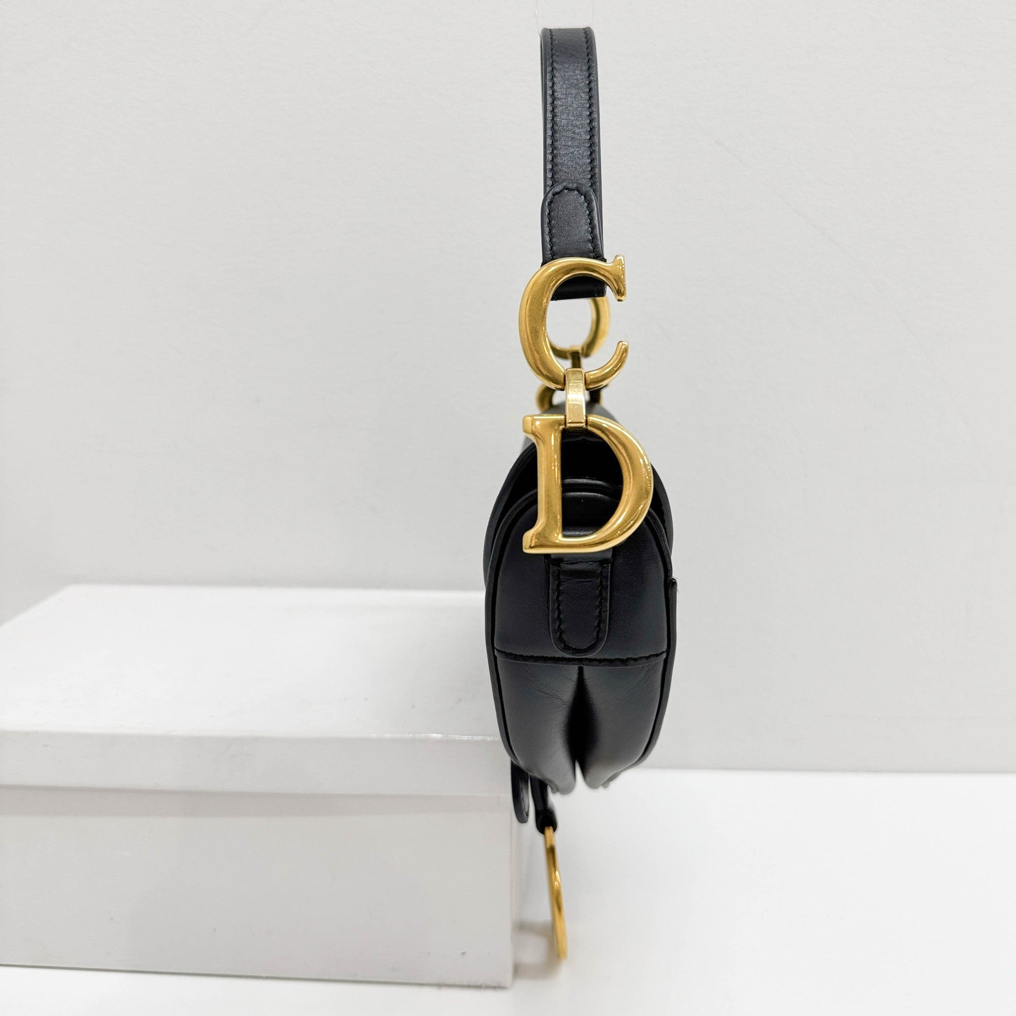 Mini Saddle Black Leather Hand Bag