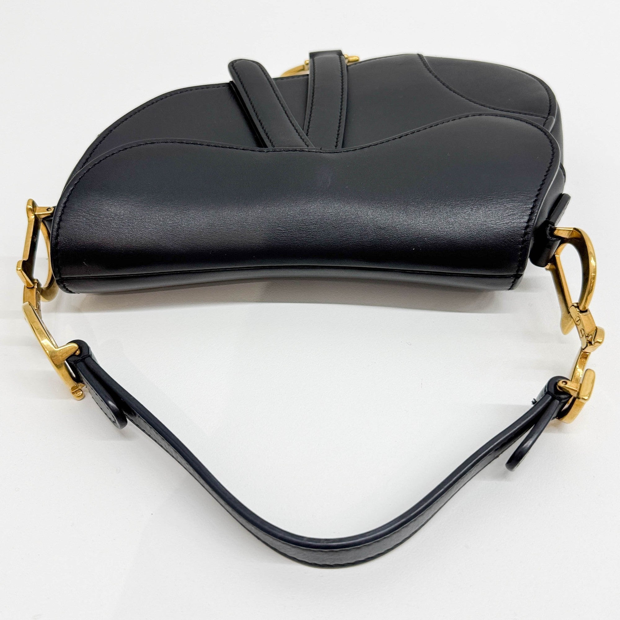 Mini Saddle Black Leather Hand Bag