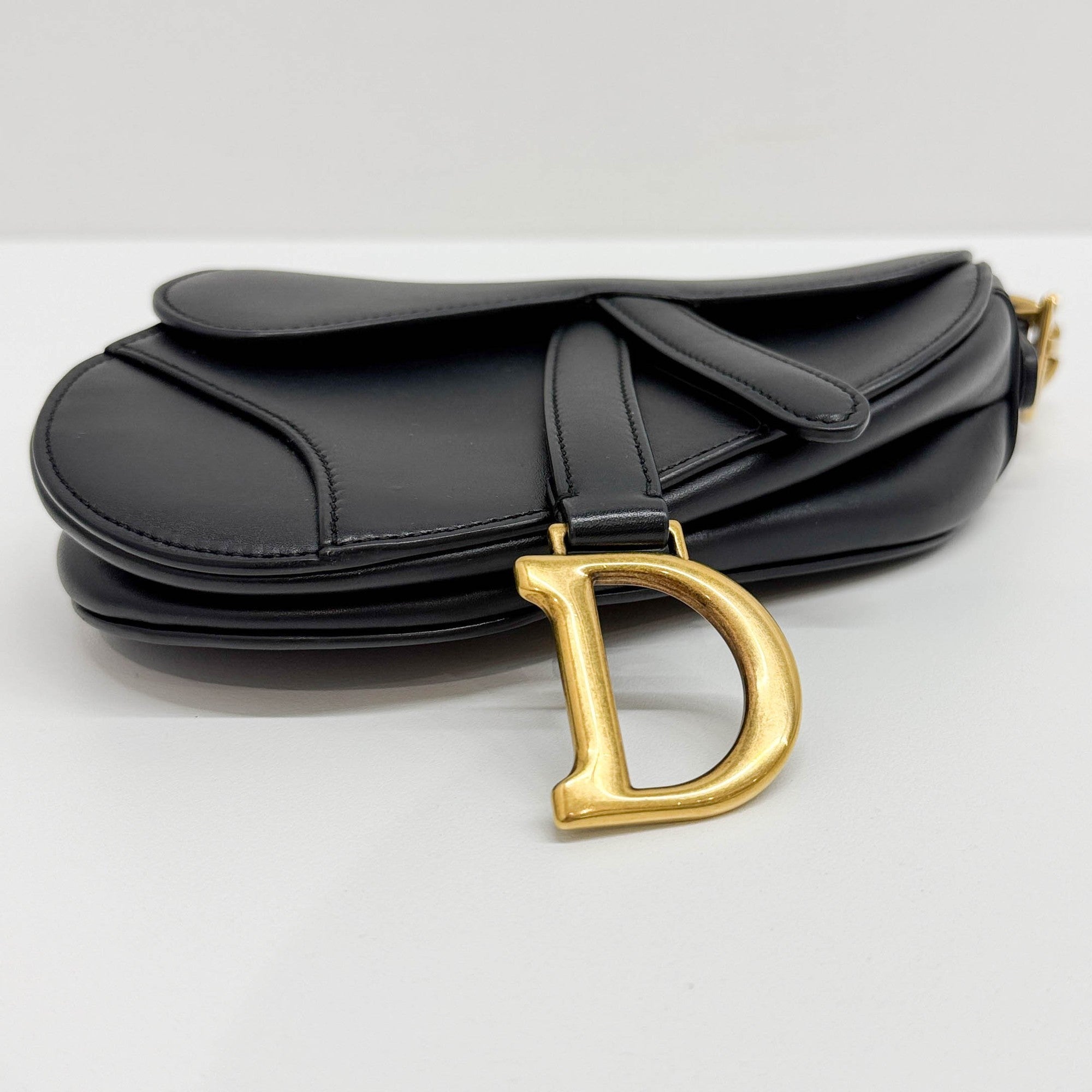 Mini Saddle Black Leather Hand Bag