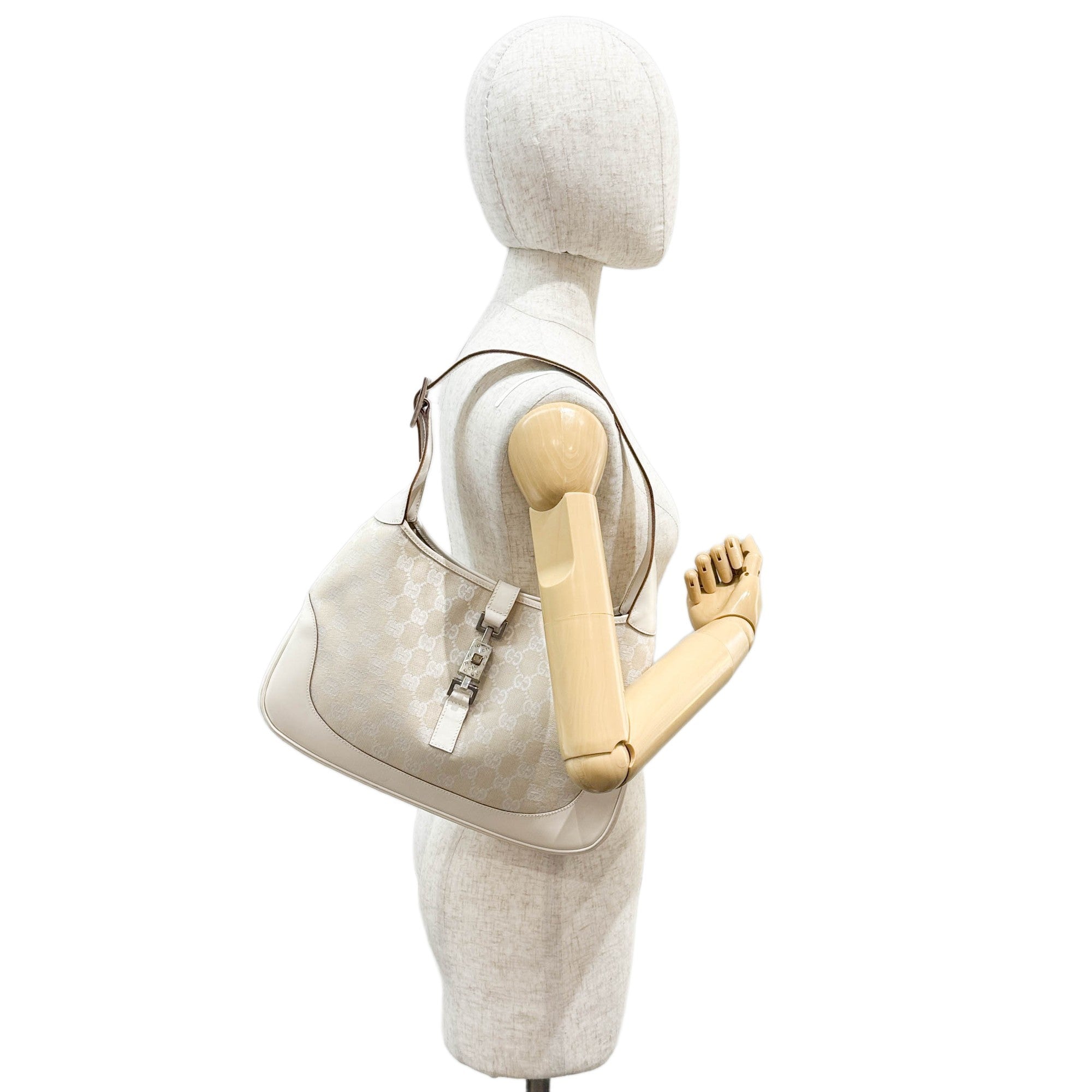 Jackie Beige GG Canvas Shoulder Bag