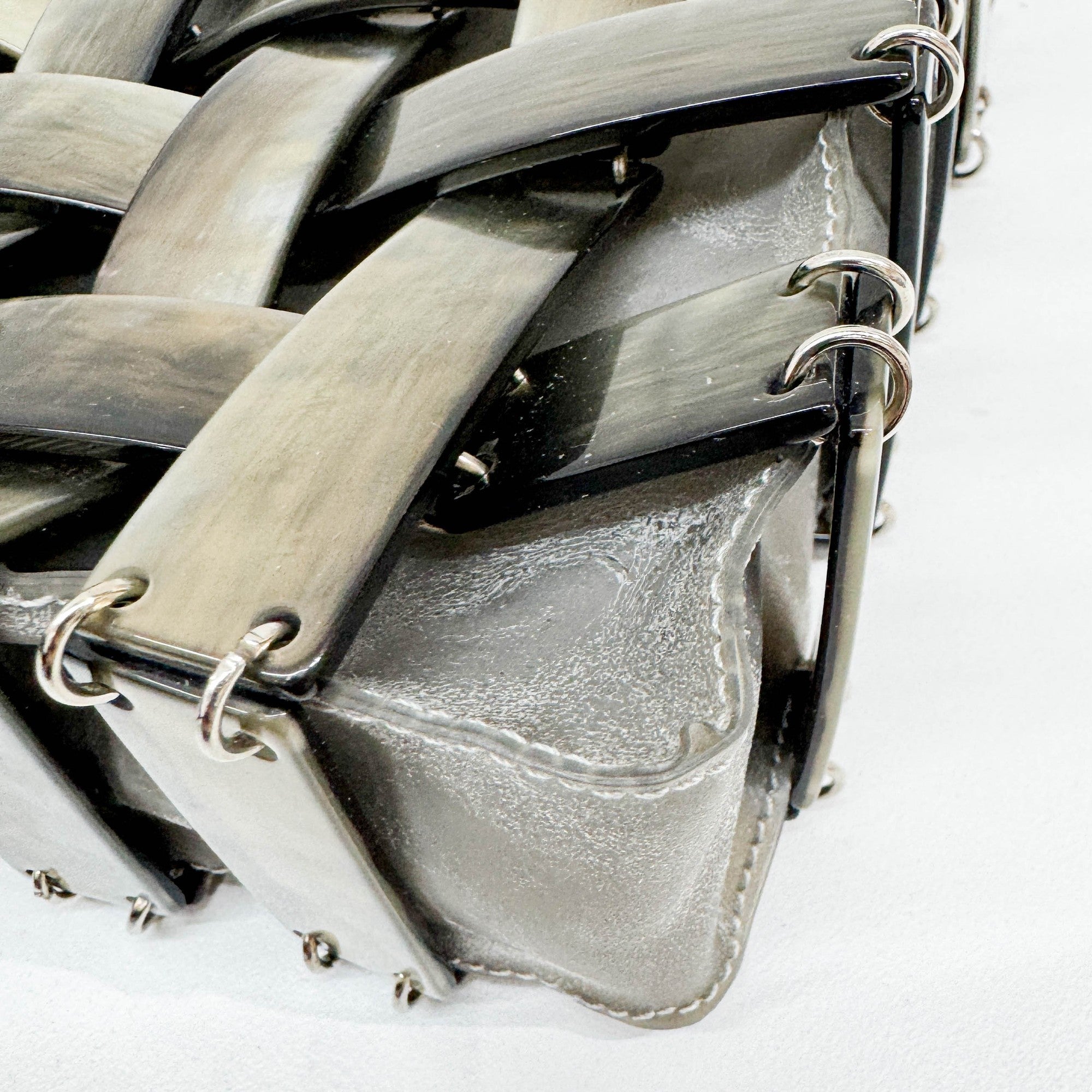 Intrecciato Gray Mother of Pearl Plastic Hand Bag