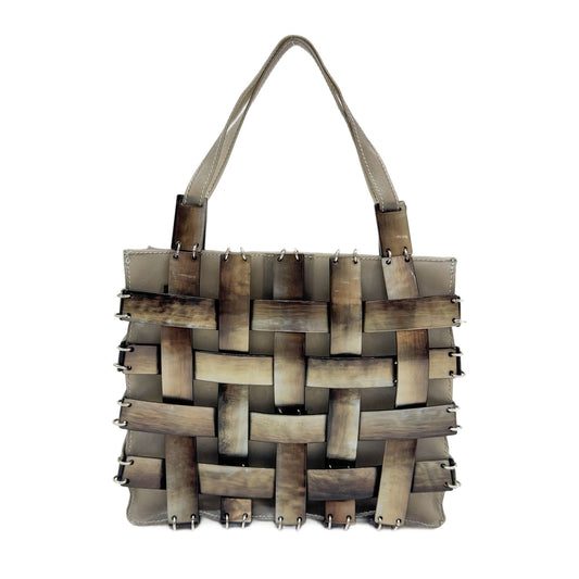 Intrecciato Gray Mother of Pearl Plastic Hand Bag