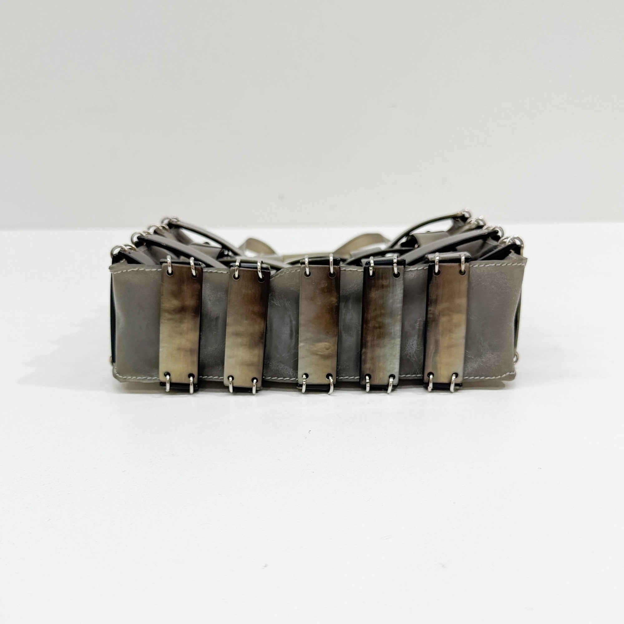 Intrecciato Gray Mother of Pearl Plastic Hand Bag