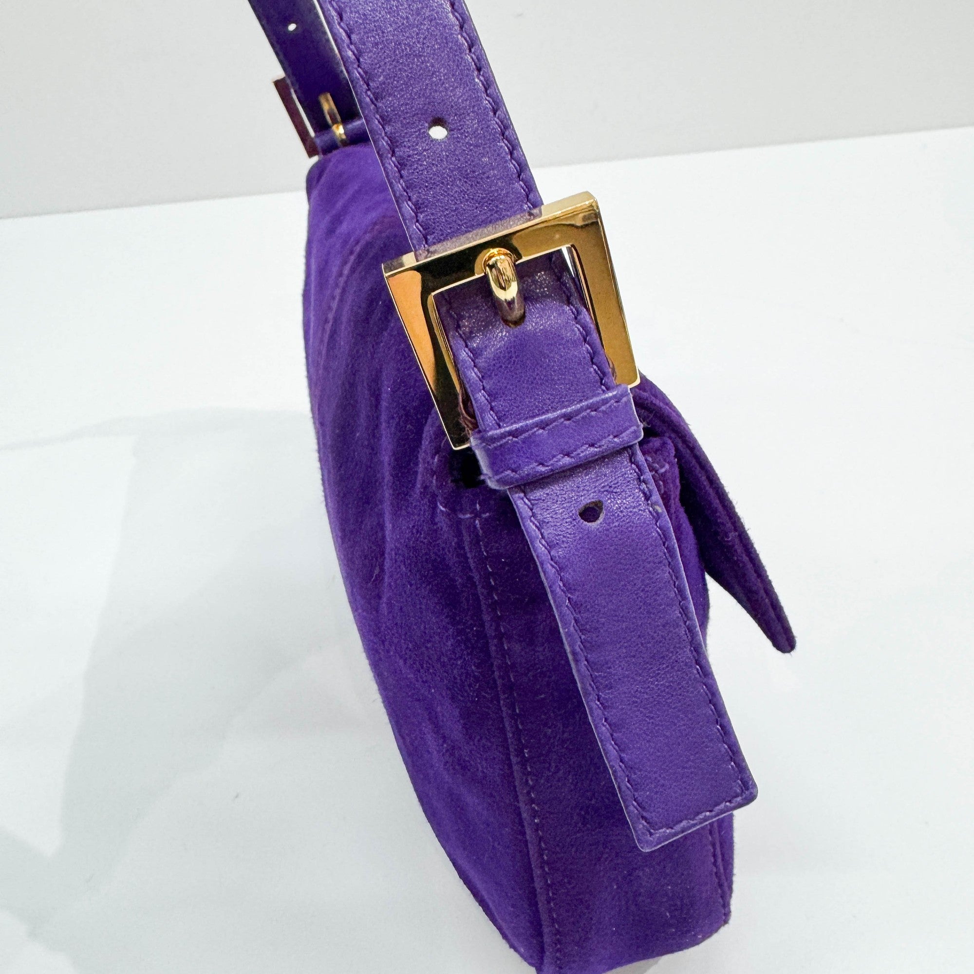 Baguette Purple Suede Shoulder Bag