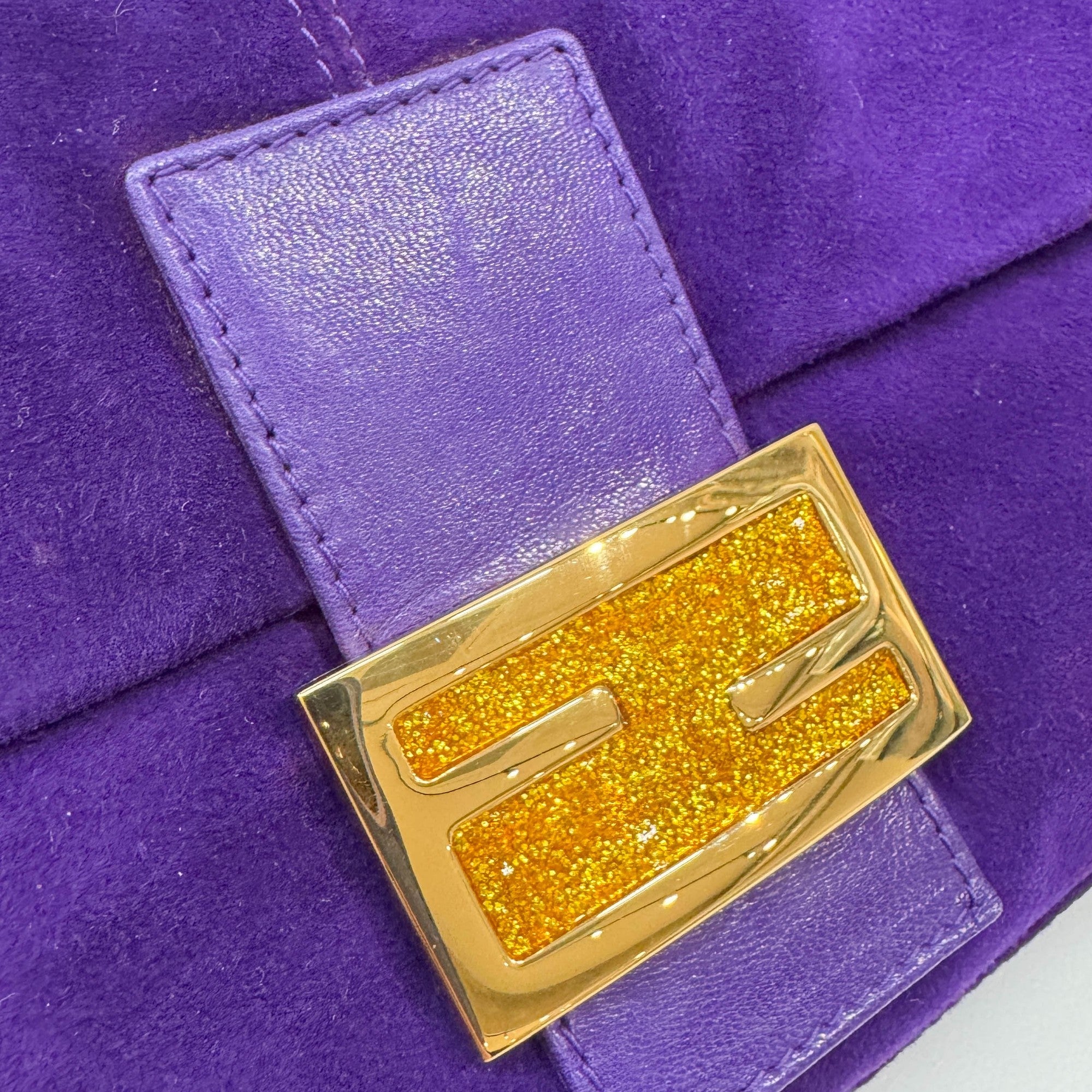 Baguette Purple Suede Shoulder Bag