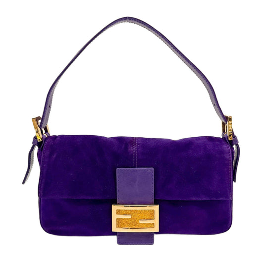 Baguette Purple Suede Shoulder Bag