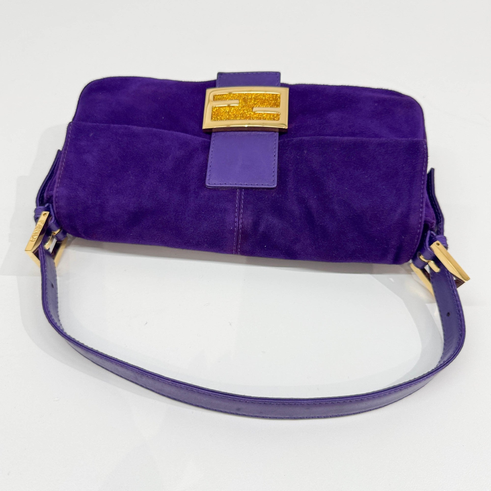 Baguette Purple Suede Shoulder Bag