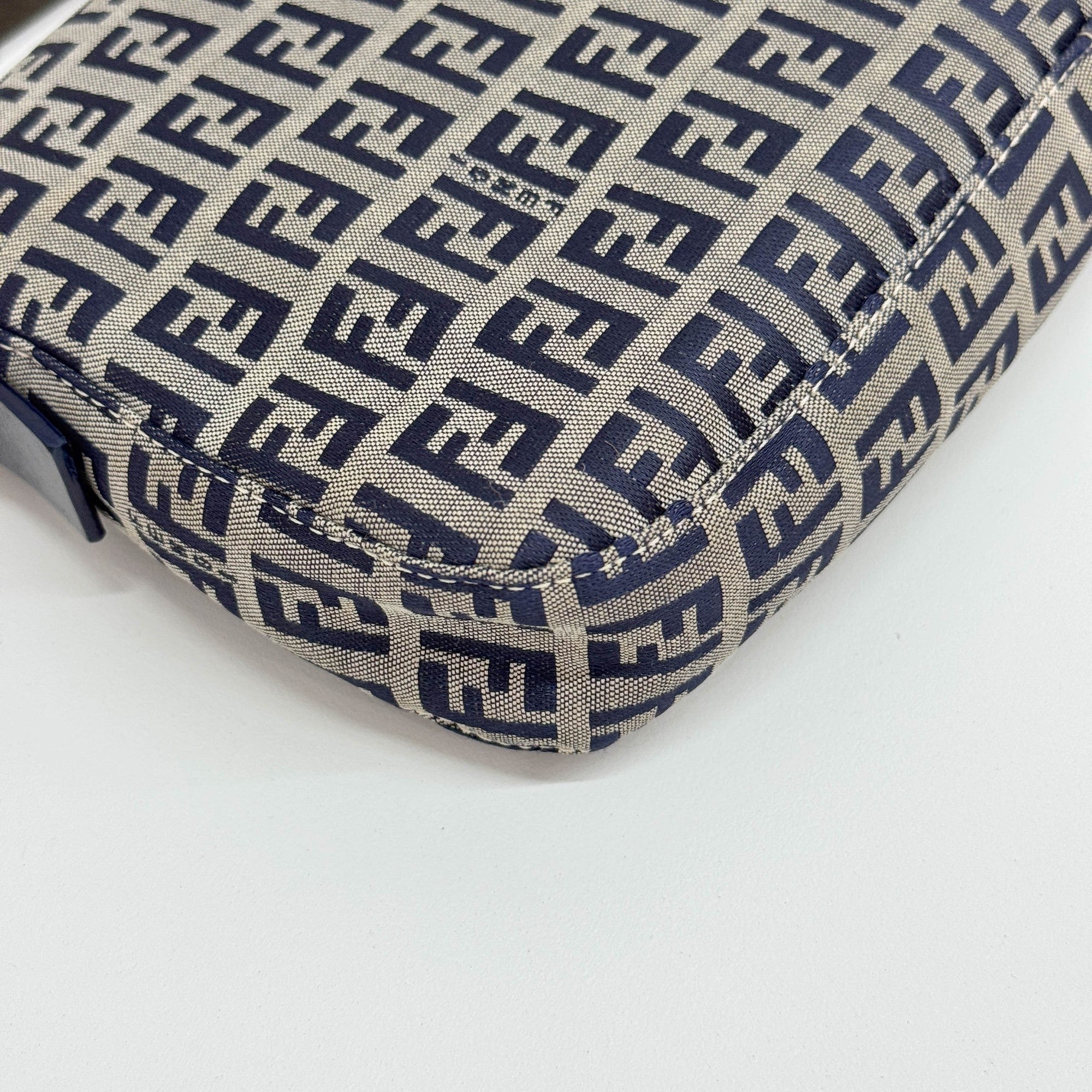 Zuchinno Baguette Grey & Navy Canvas Shoulder Bag