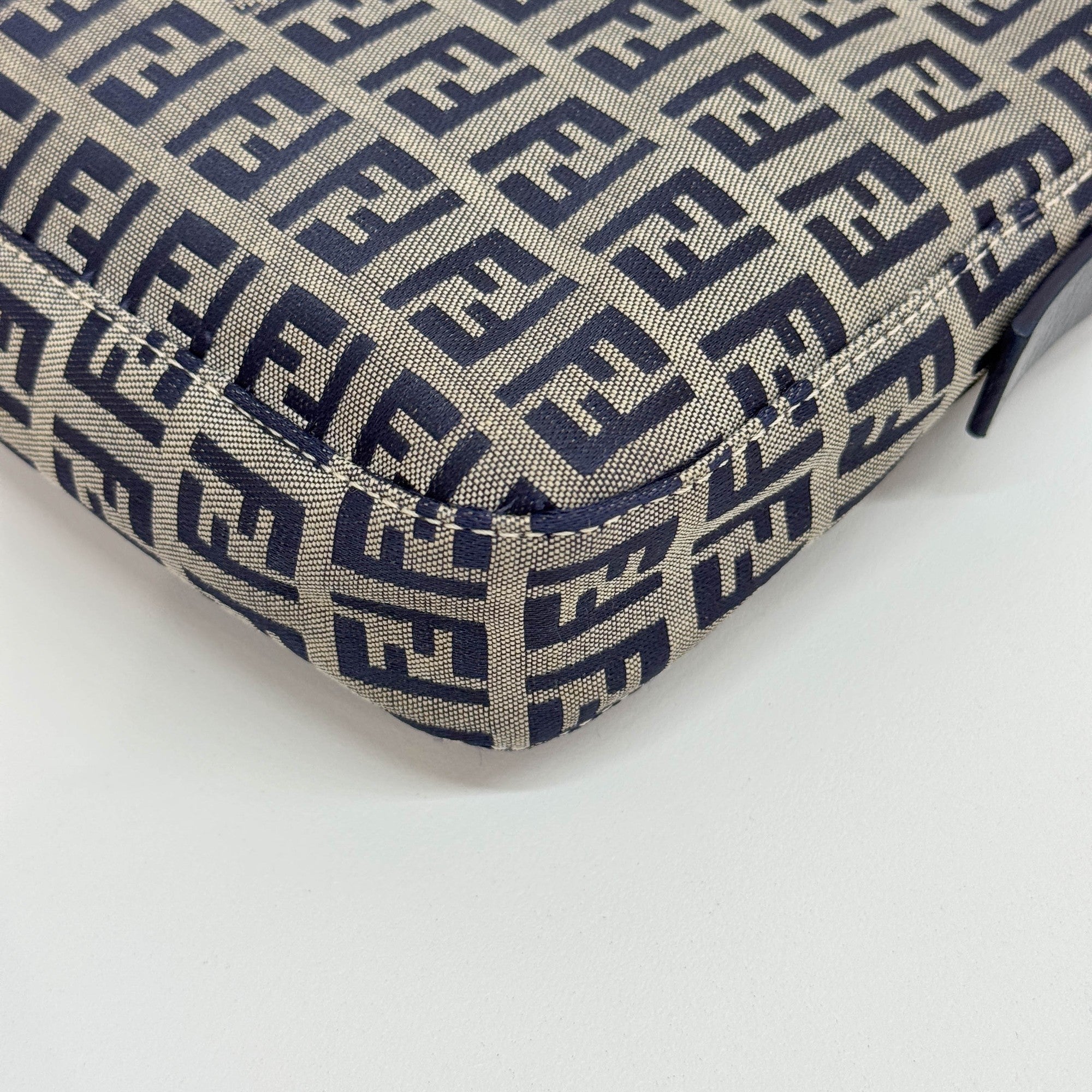 Zuchinno Baguette Grey & Navy Canvas Shoulder Bag