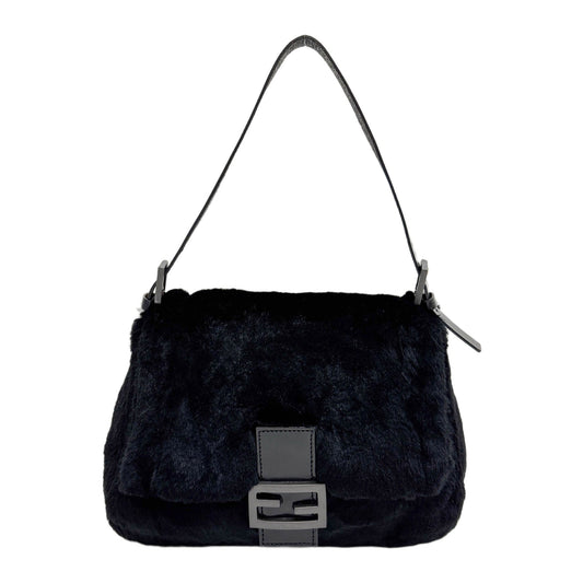 Mamma Baguette Black Fur Shoulder Bag