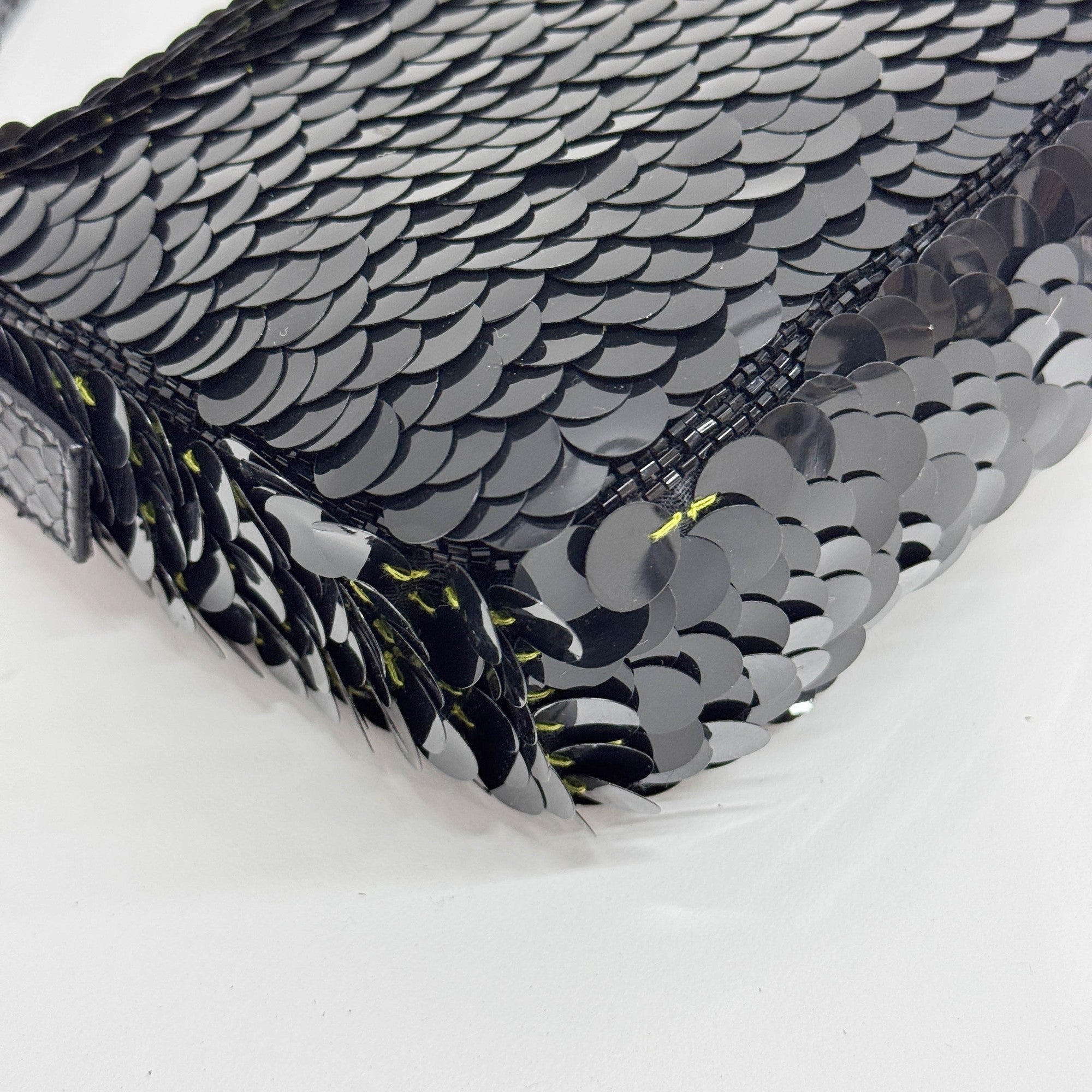 Baguette Black Sequin Shoulder Bag