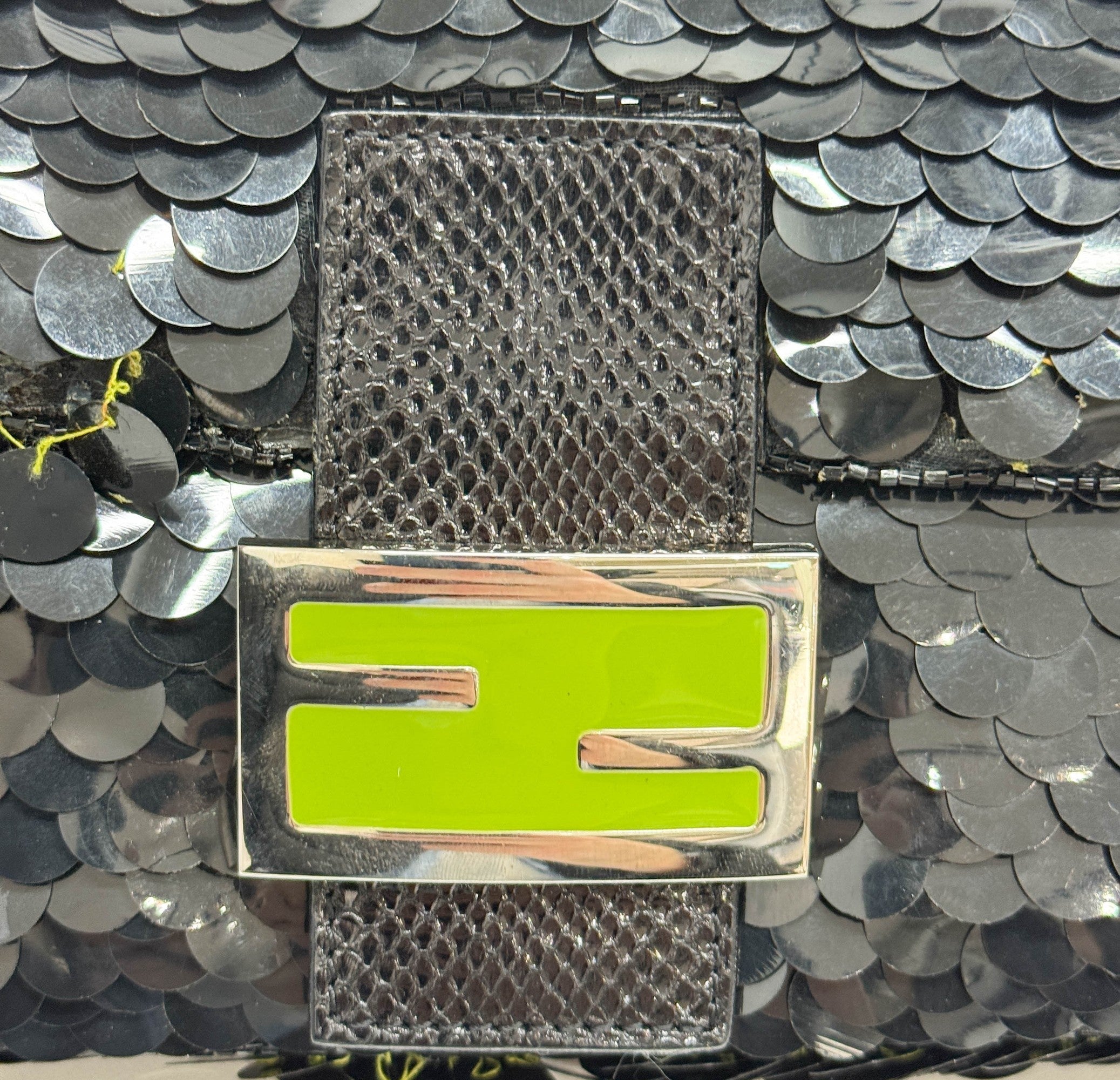 Baguette Black Sequin Shoulder Bag