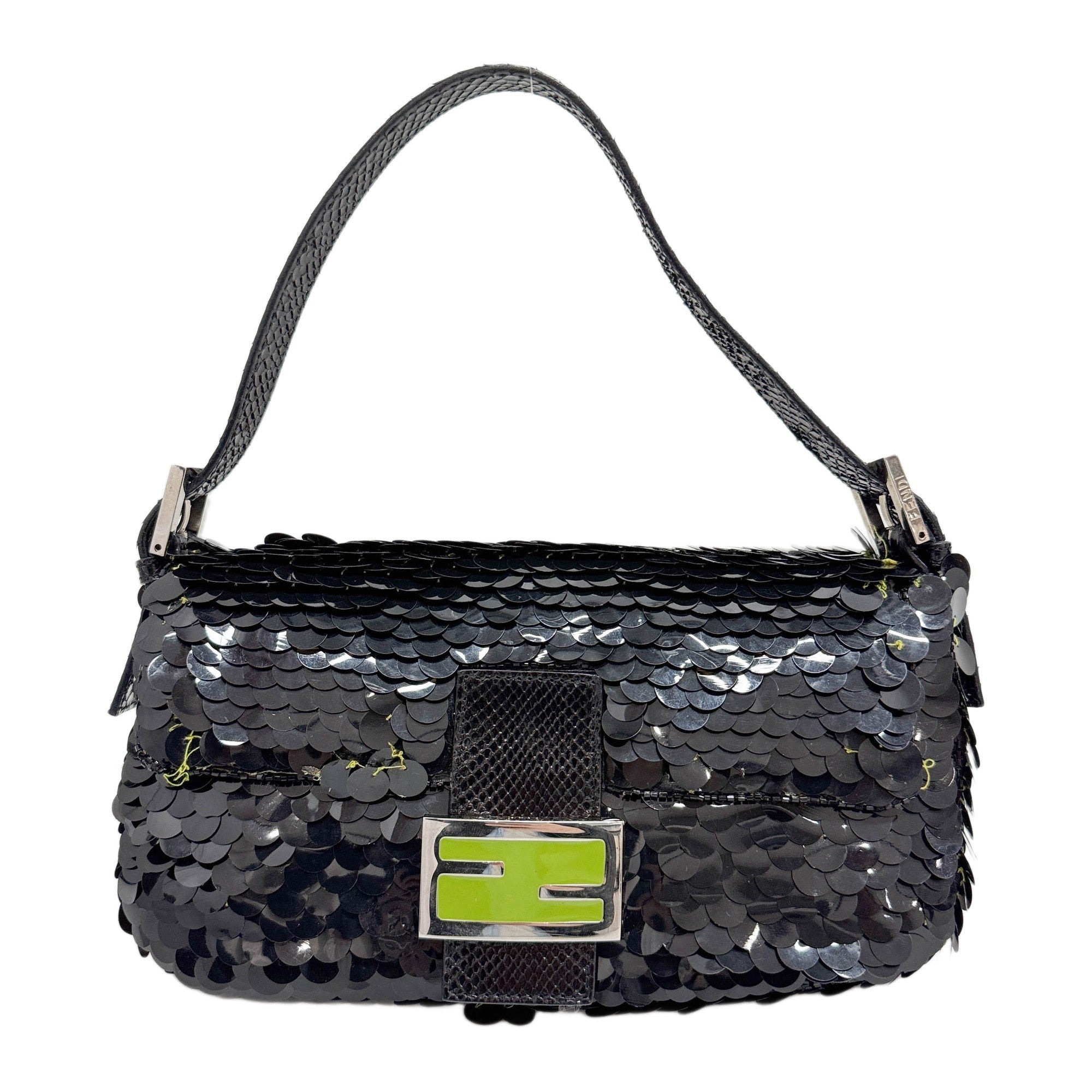 Baguette Black Sequin Shoulder Bag