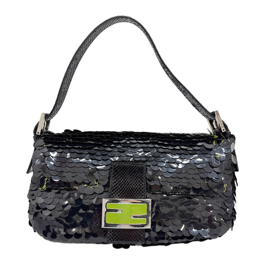 Baguette Black Sequin Shoulder Bag
