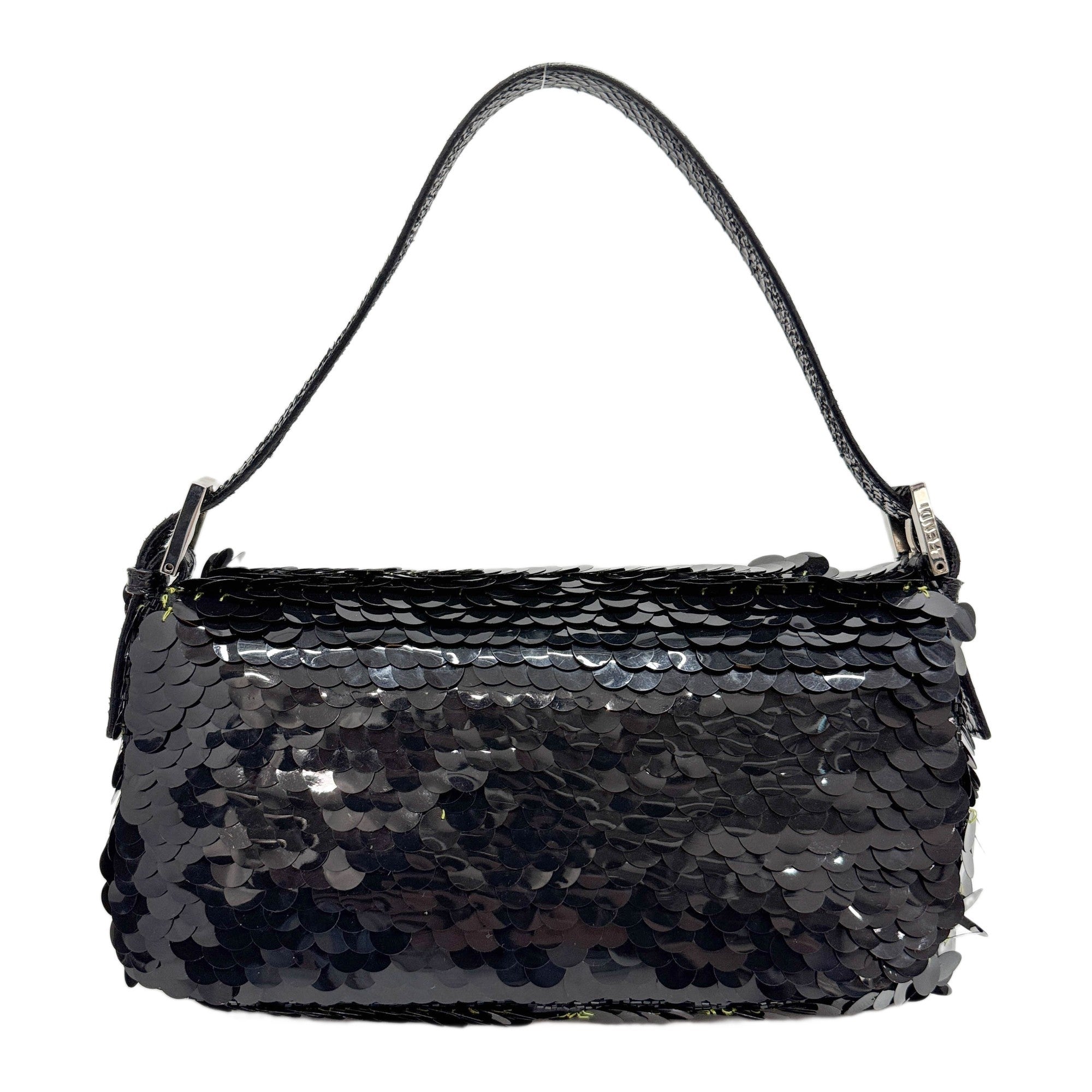 Baguette Black Sequin Shoulder Bag