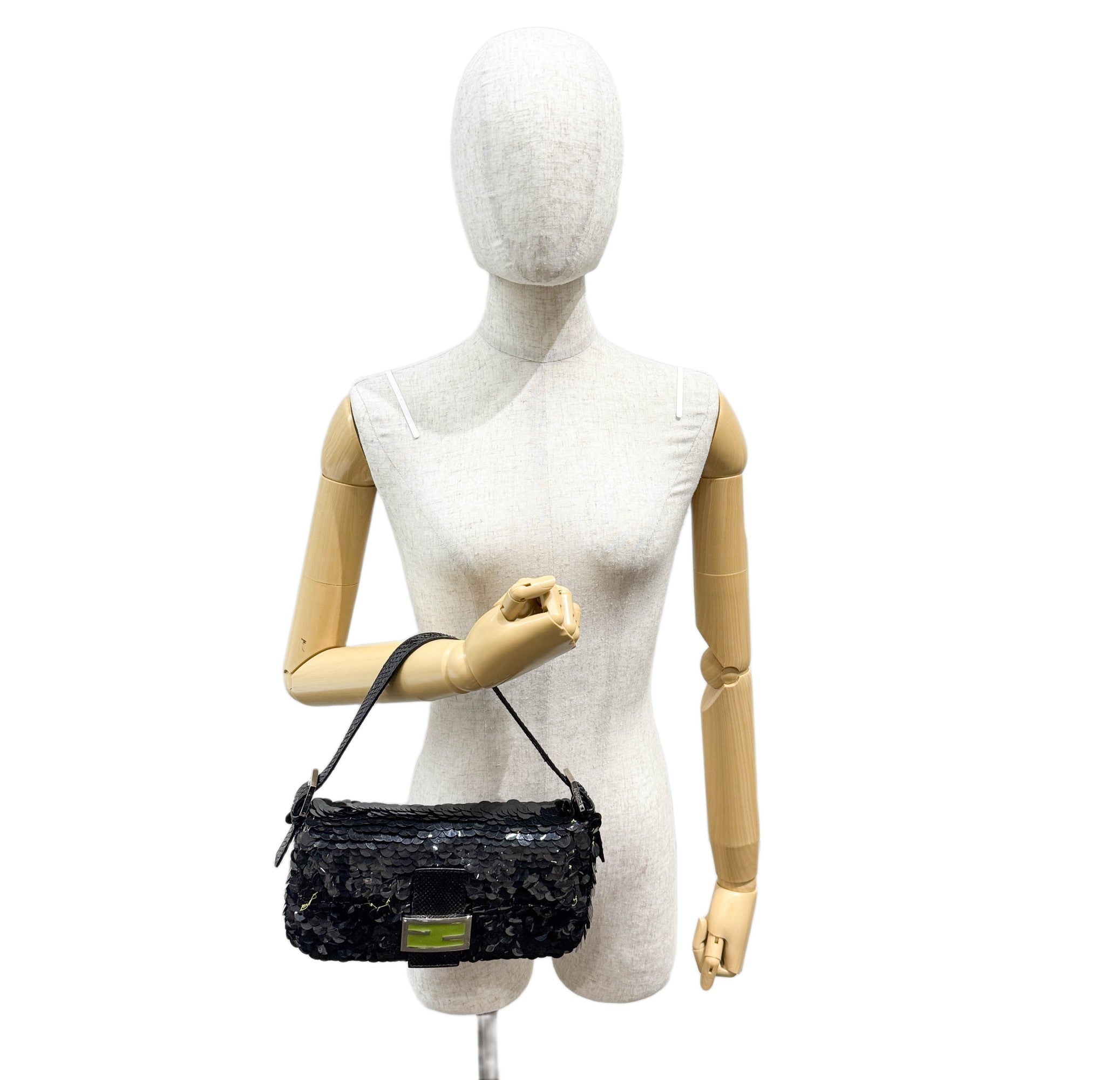 Baguette Black Sequin Shoulder Bag