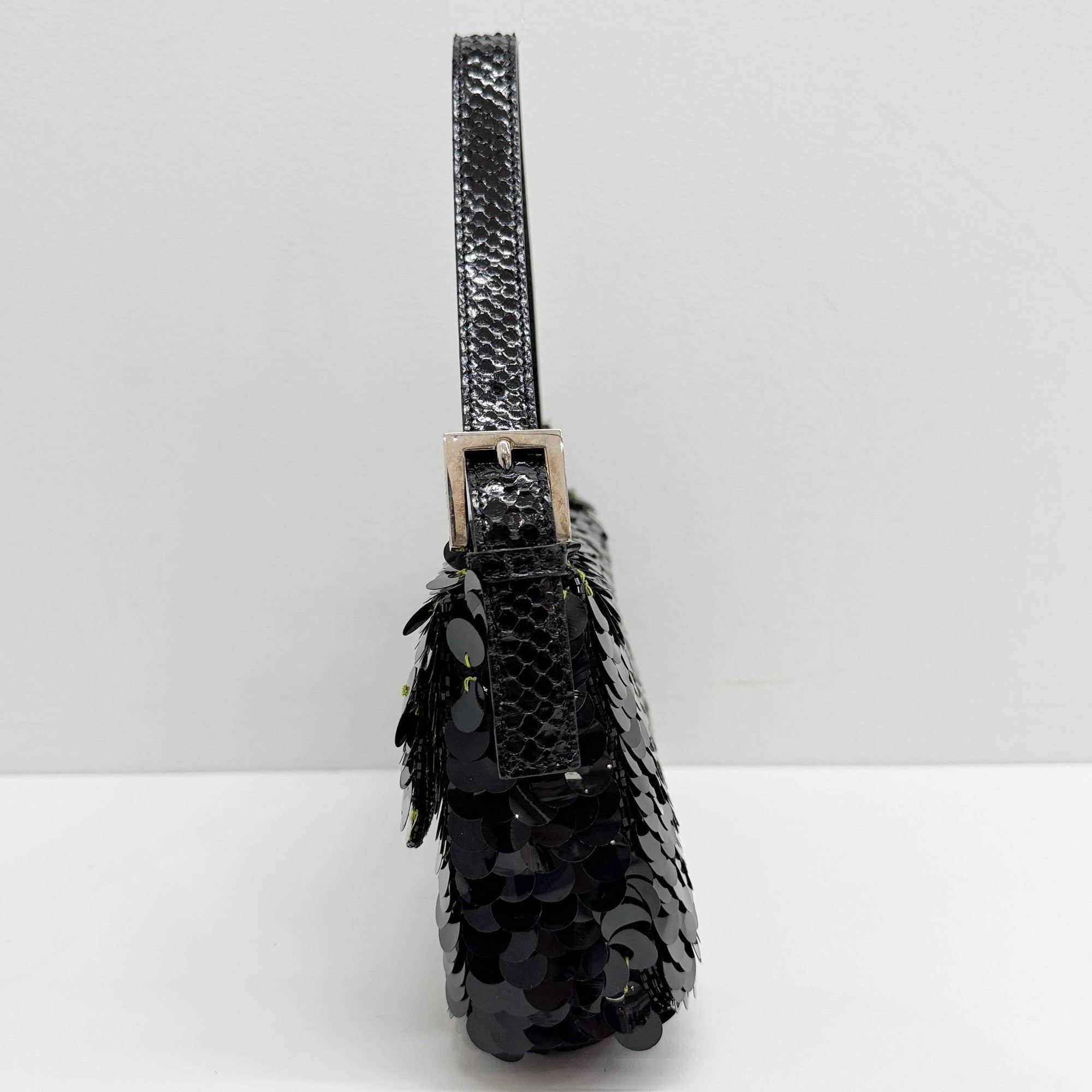 Baguette Black Sequin Shoulder Bag