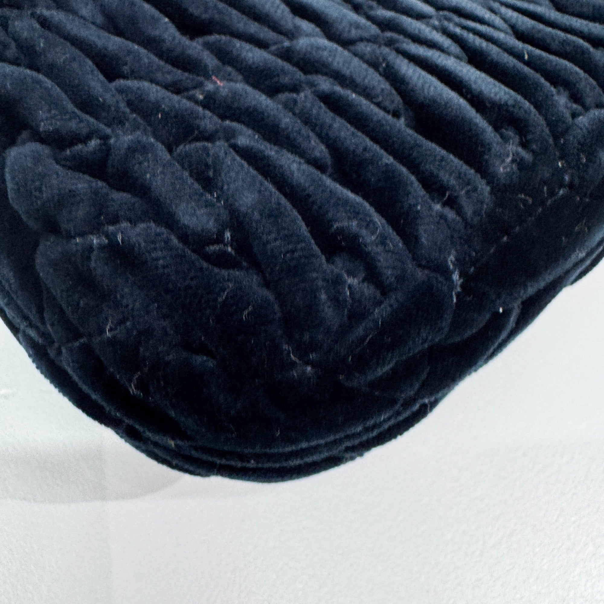 Matelasse Black Velour Crystal Clasp Shoulder Bag