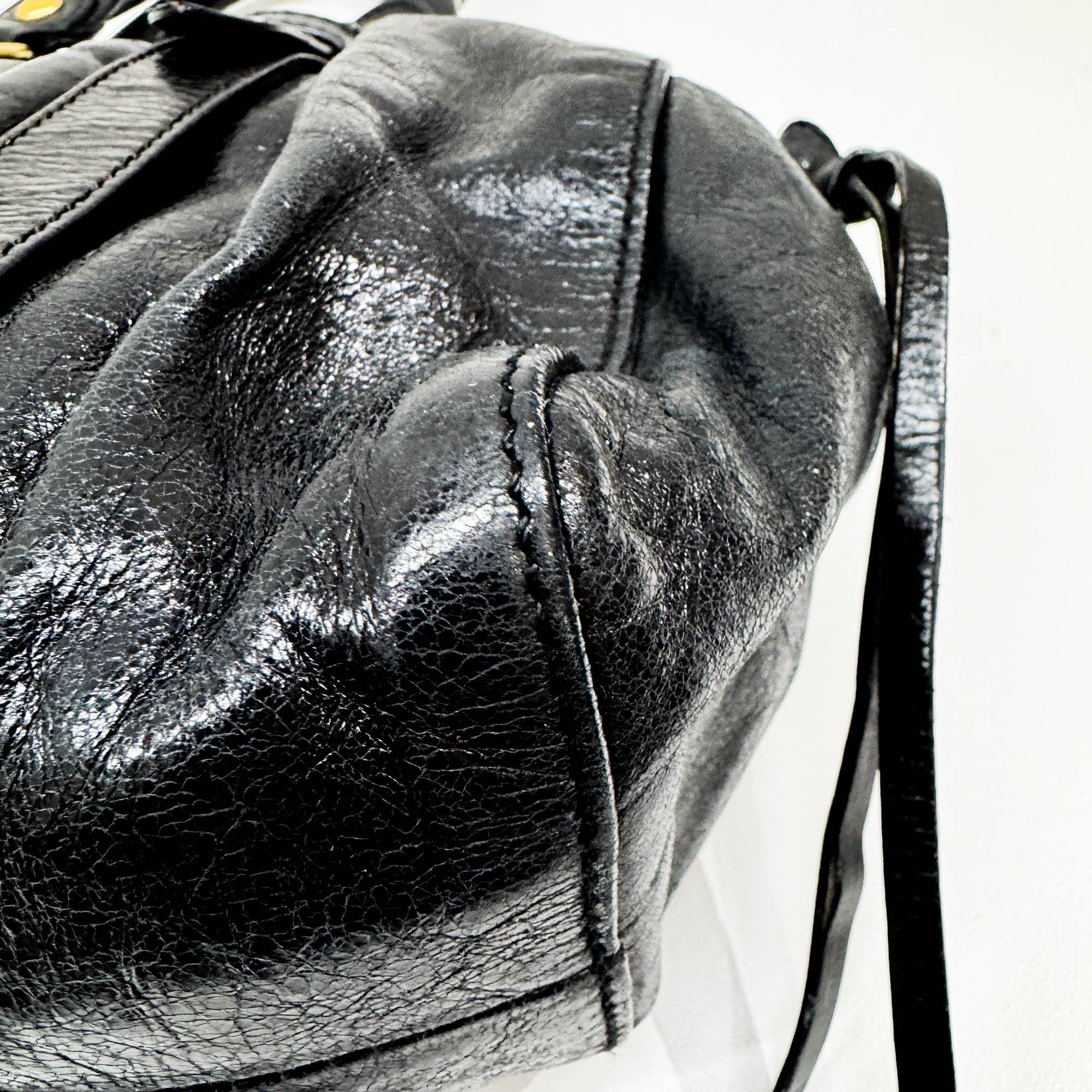 Vitello Black Leather Two Way Bag