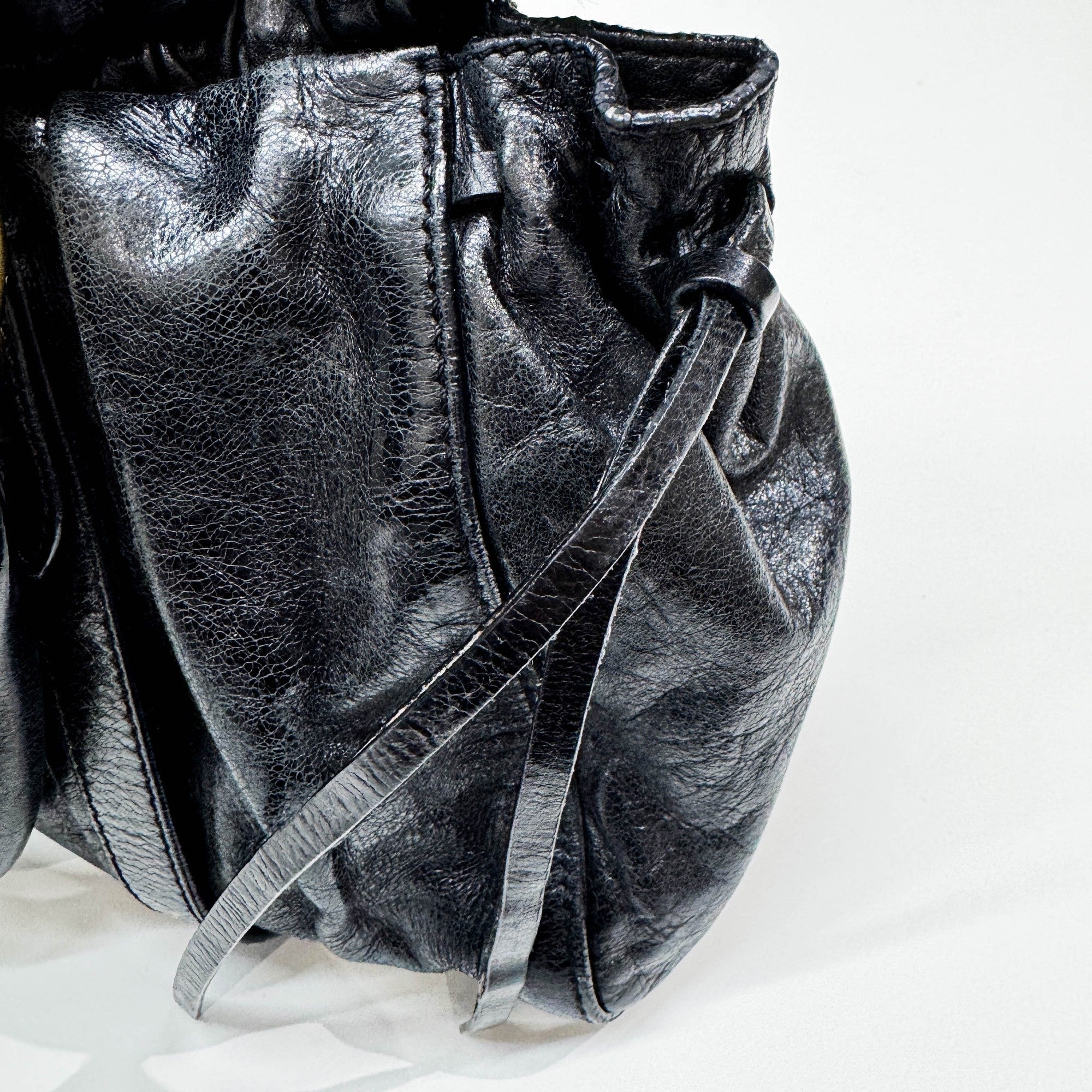 Vitello Black Leather Two Way Bag