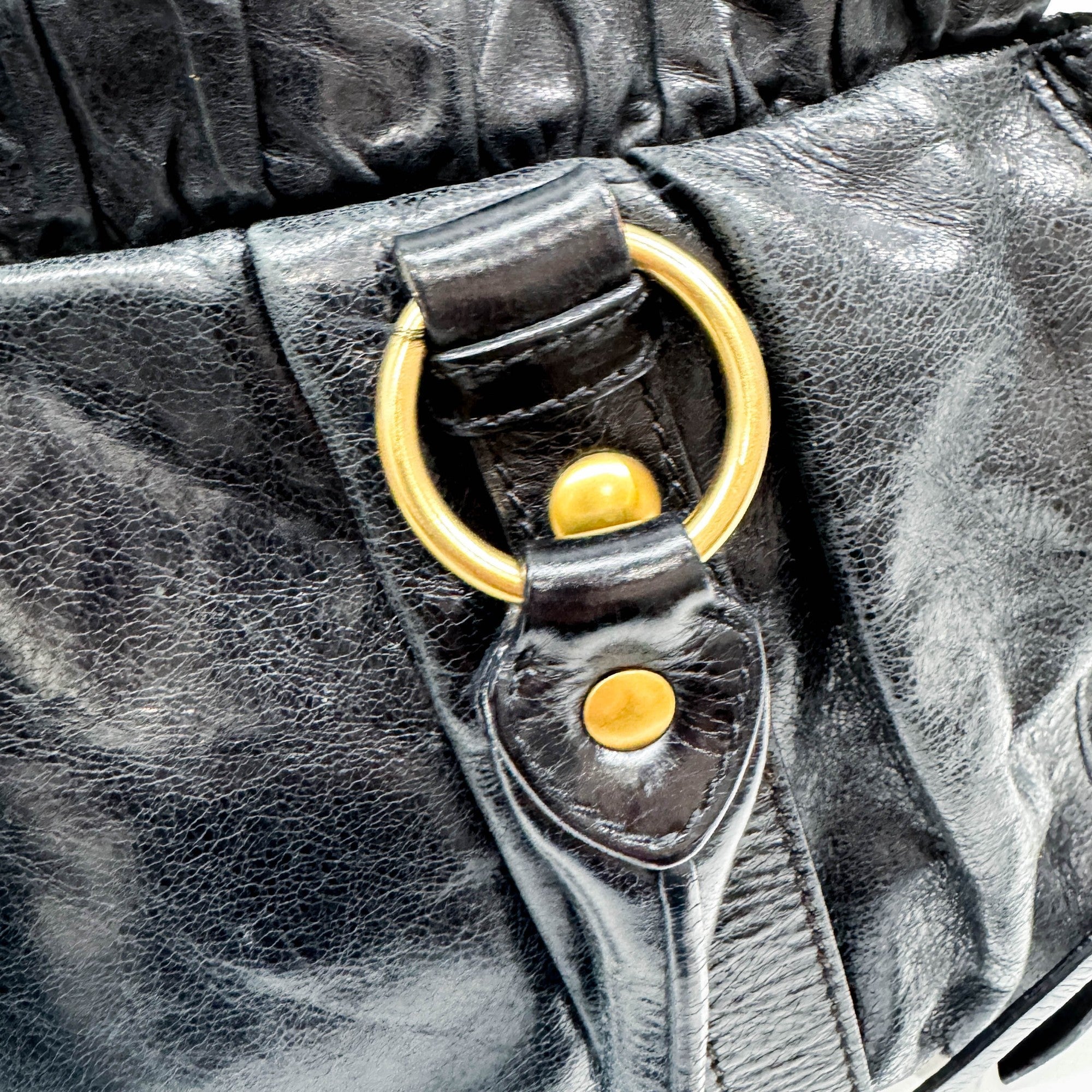 Vitello Black Leather Two Way Bag